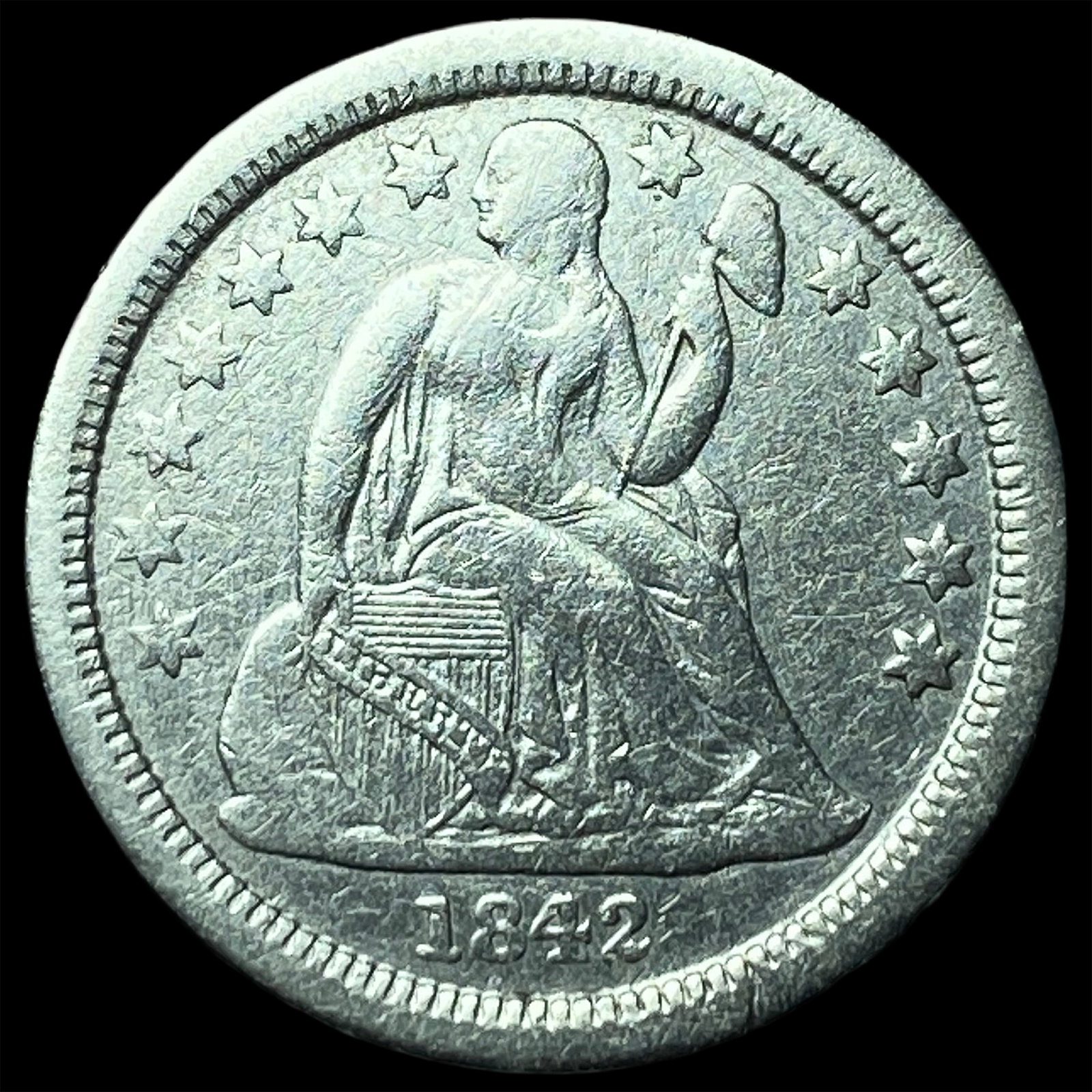 1842-O Silver Seated Liberty Dime CLOSELY UNCIRCULATED: 1842-O Silver Seated Liberty Dime CLOSELY UNCIRCULATED
