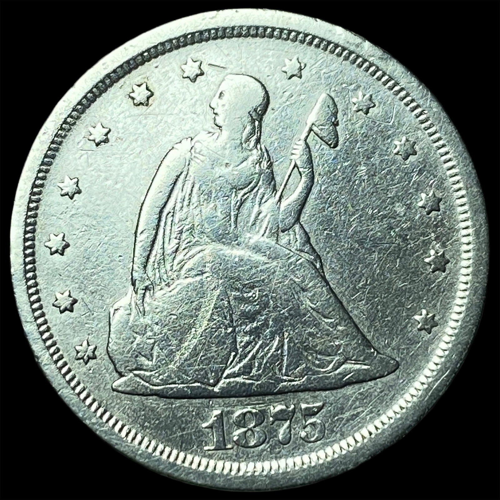 1875 Seated Liberty 20 Cents CLOSELY UNCIRCULATED: 1875 Seated Liberty 20 Cents CLOSELY UNCIRCULATED