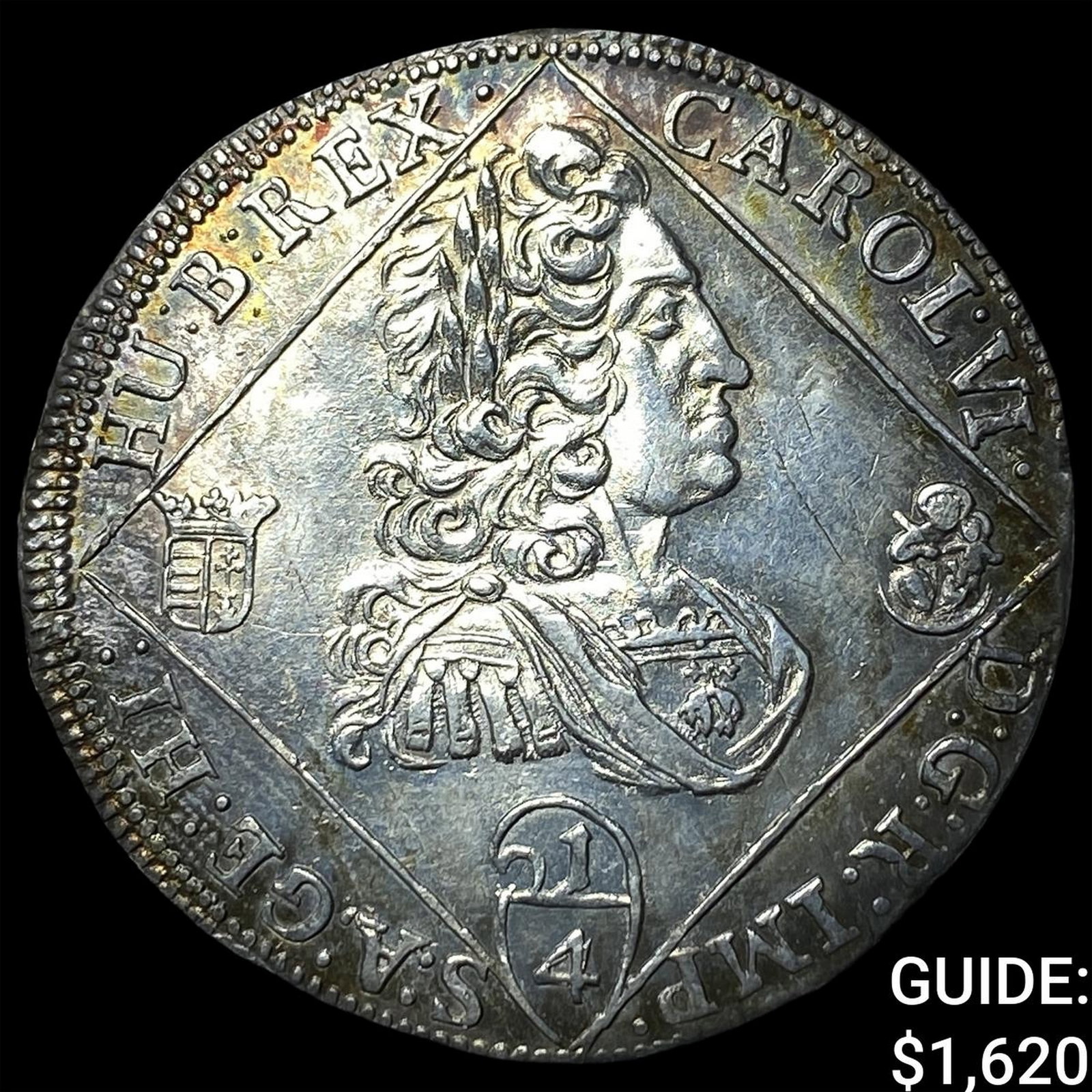 1732NB Hungary Charles VI Silver 1/4 Thaler: 1732NB Hungary Charles VI Silver 1/4 Thaler
