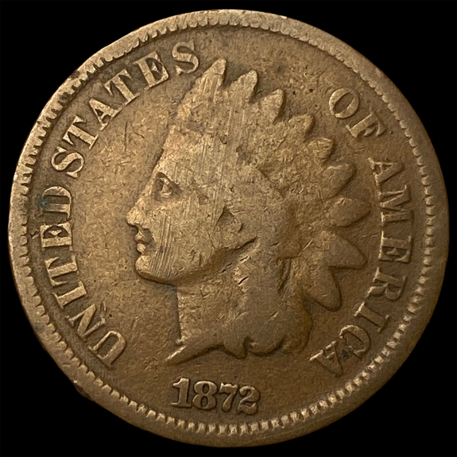 1872 Indian Head Cent LIGHTLY CIRCULATED: 1872 Indian Head Cent LIGHTLY CIRCULATED