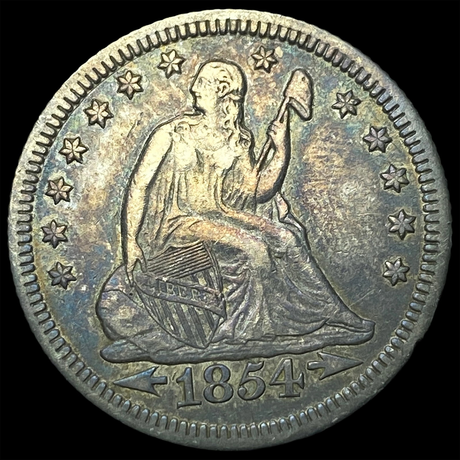 1854-O Silver Seated Liberty Quarter CLOSELY UNCIRCULATED: 1854-O Silver Seated Liberty Quarter CLOSELY UNCIRCULATED
