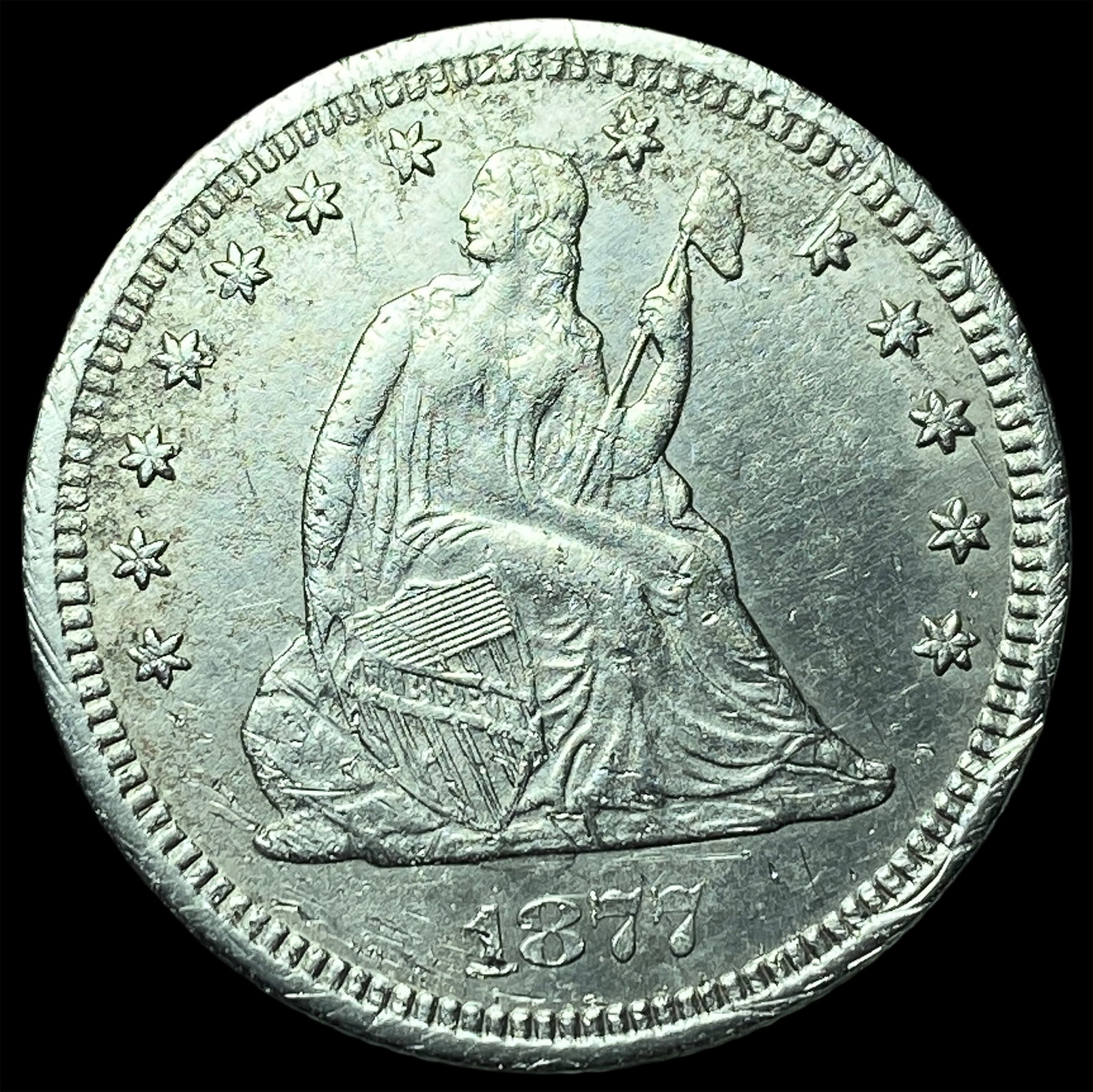 1877 Silver Seated Liberty Quarter HIGH GRADE: 1877 Silver Seated Liberty Quarter HIGH GRADE
