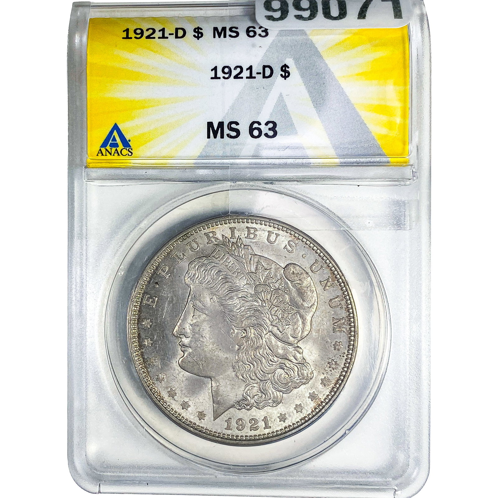 1921-D Morgan Silver Dollar ANACS MS63: 1921-D Morgan Silver Dollar ANACS MS63