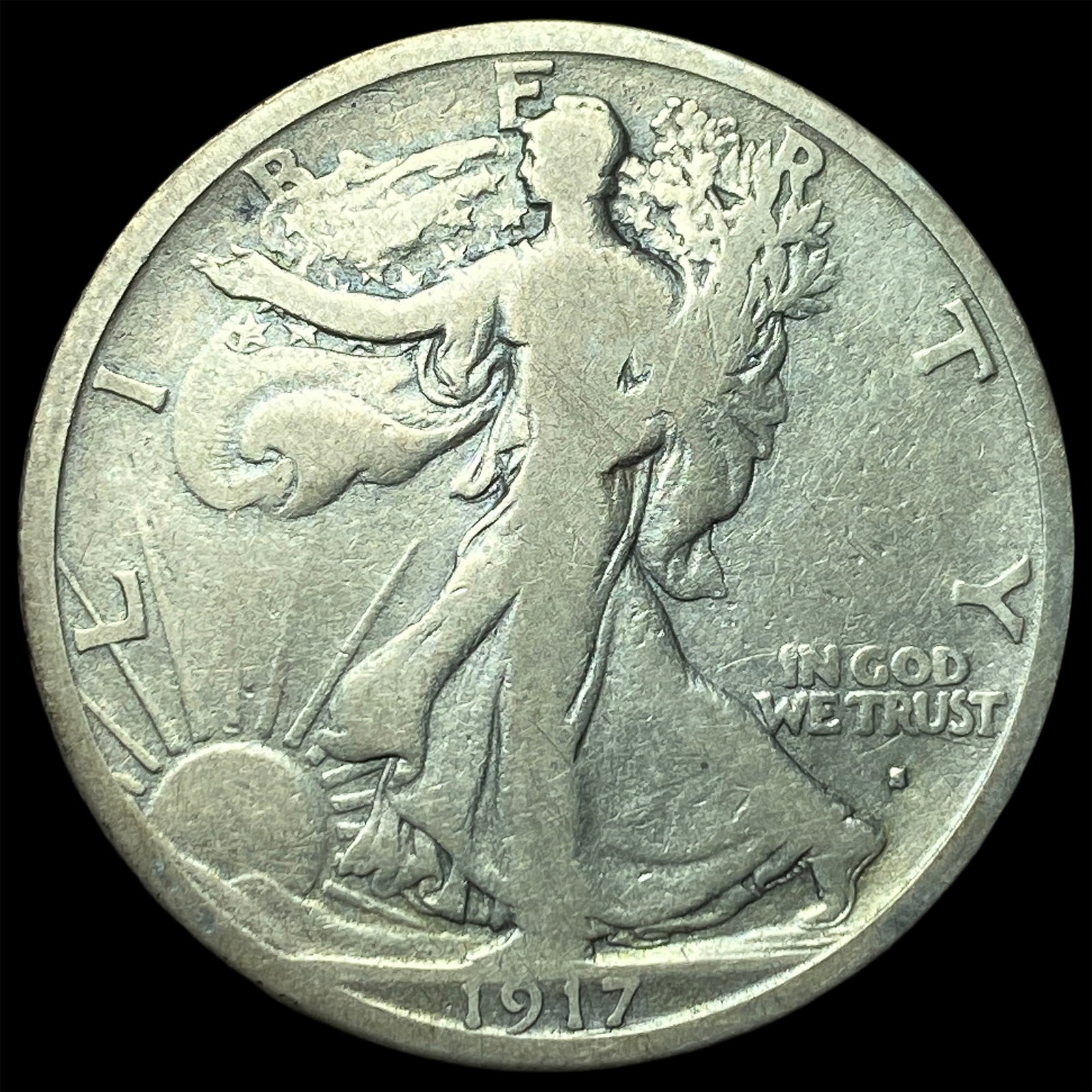 1917-S Silver Walking Liberty Half Dollar LIGHTLY CIRCULATED: 1917-S Silver Walking Liberty Half Dollar LIGHTLY CIRCULATED