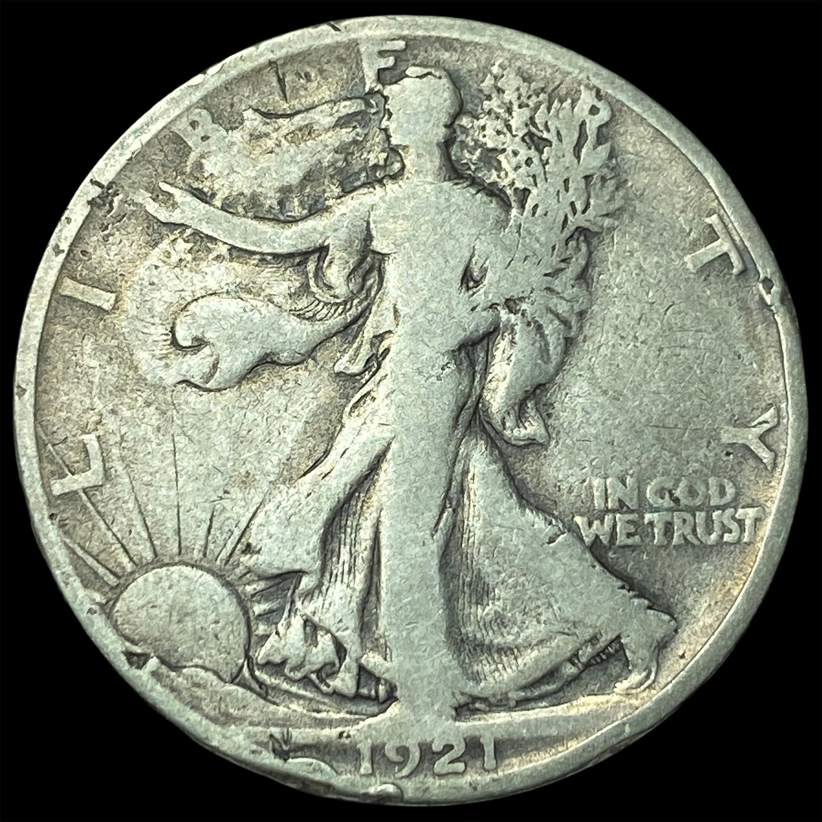 1921-S Silver Walking Liberty Half Dollar LIGHTLY CIRCULATED: 1921-S Silver Walking Liberty Half Dollar LIGHTLY CIRCULATED