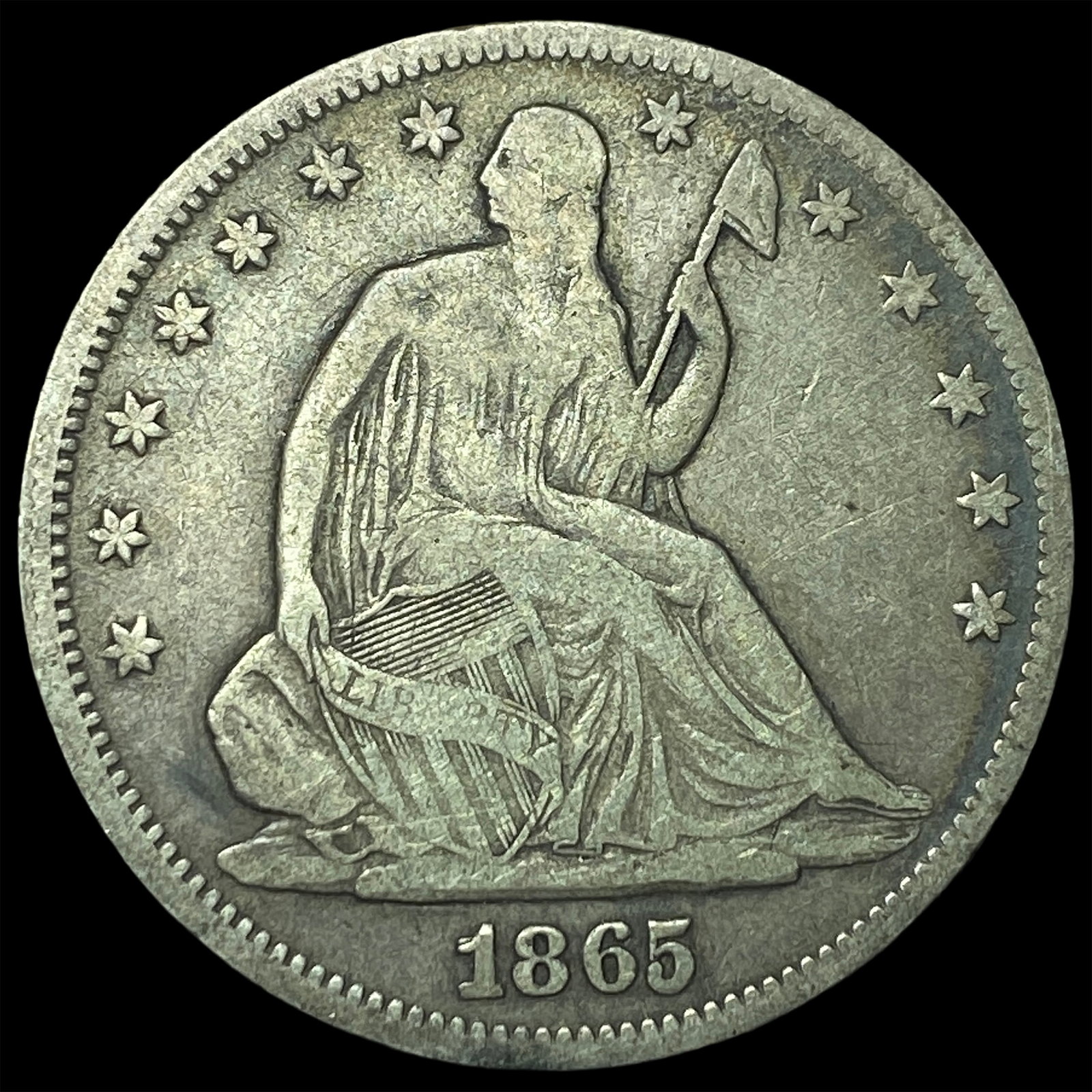 1865 Seated Liberty Half Dollar LIGHTLY CIRCULATED: 1865 Seated Liberty Half Dollar LIGHTLY CIRCULATED