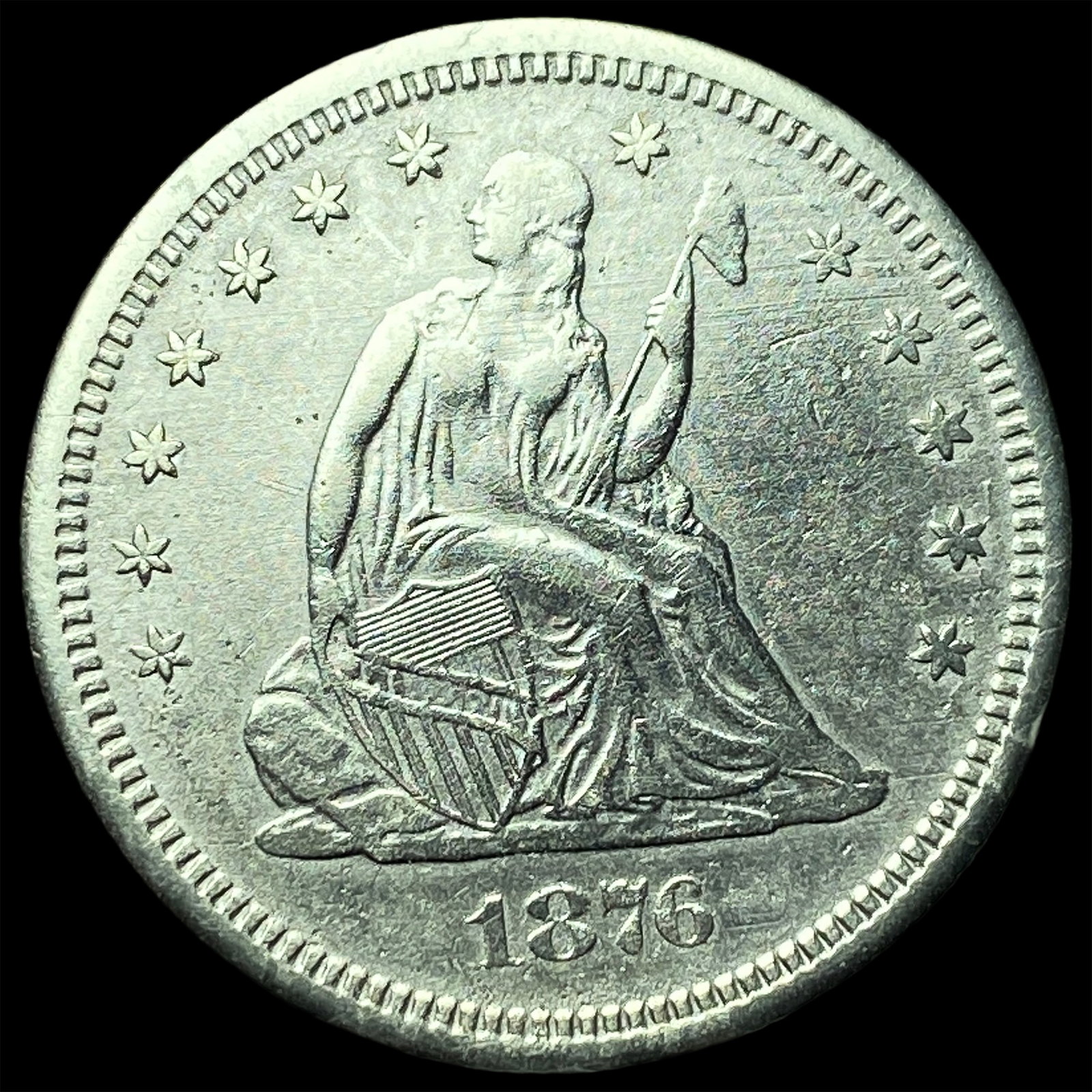 1876-S Silver Seated Liberty Quarter CLOSELY UNCIRCULATED: 1876-S Silver Seated Liberty Quarter CLOSELY UNCIRCULATED