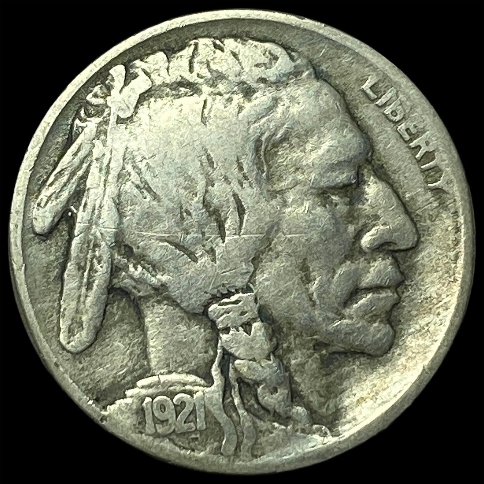 1921-S Nickel Buffalo Five Cents CLOSELY UNCIRCULATED: 1921-S Nickel Buffalo Five Cents CLOSELY UNCIRCULATED