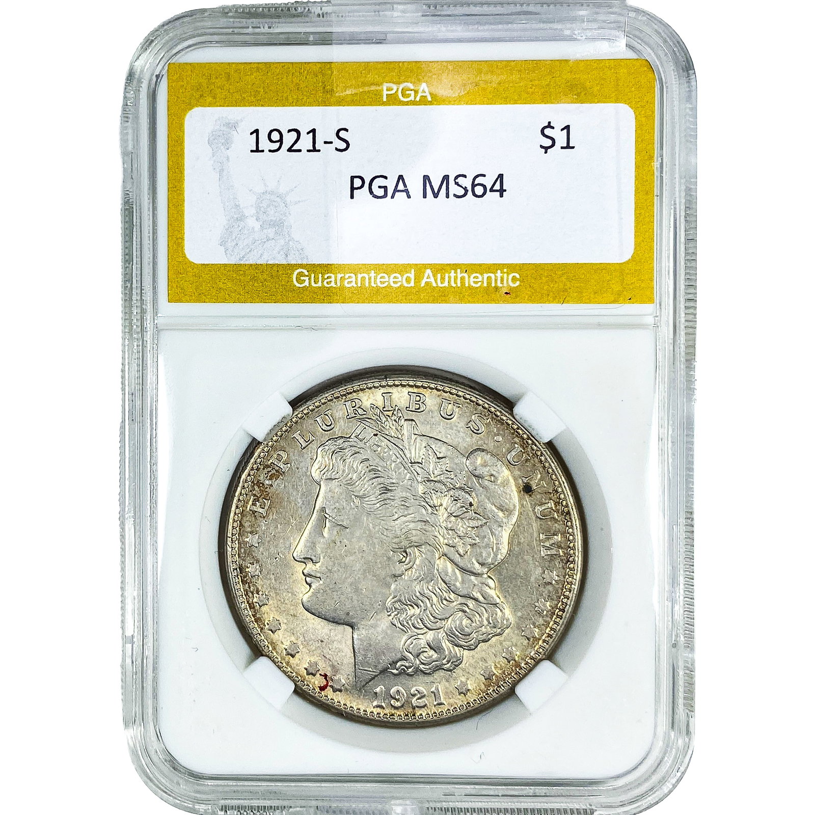 1921-S Morgan Silver Dollar PGA MS64: 1921-S Morgan Silver Dollar PGA MS64