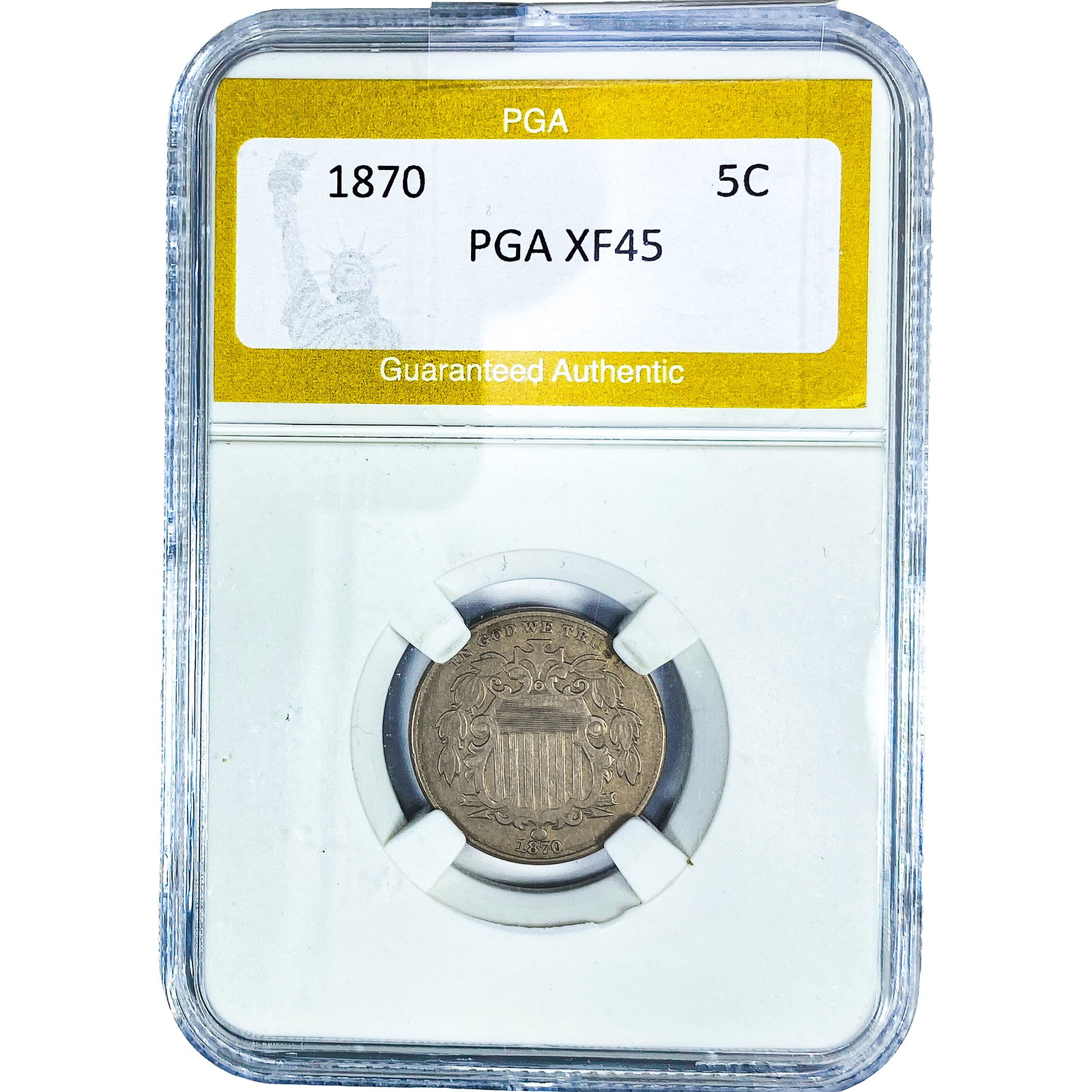 1870 Shield Nickel PGA XF45: 1870 Shield Nickel PGA XF45