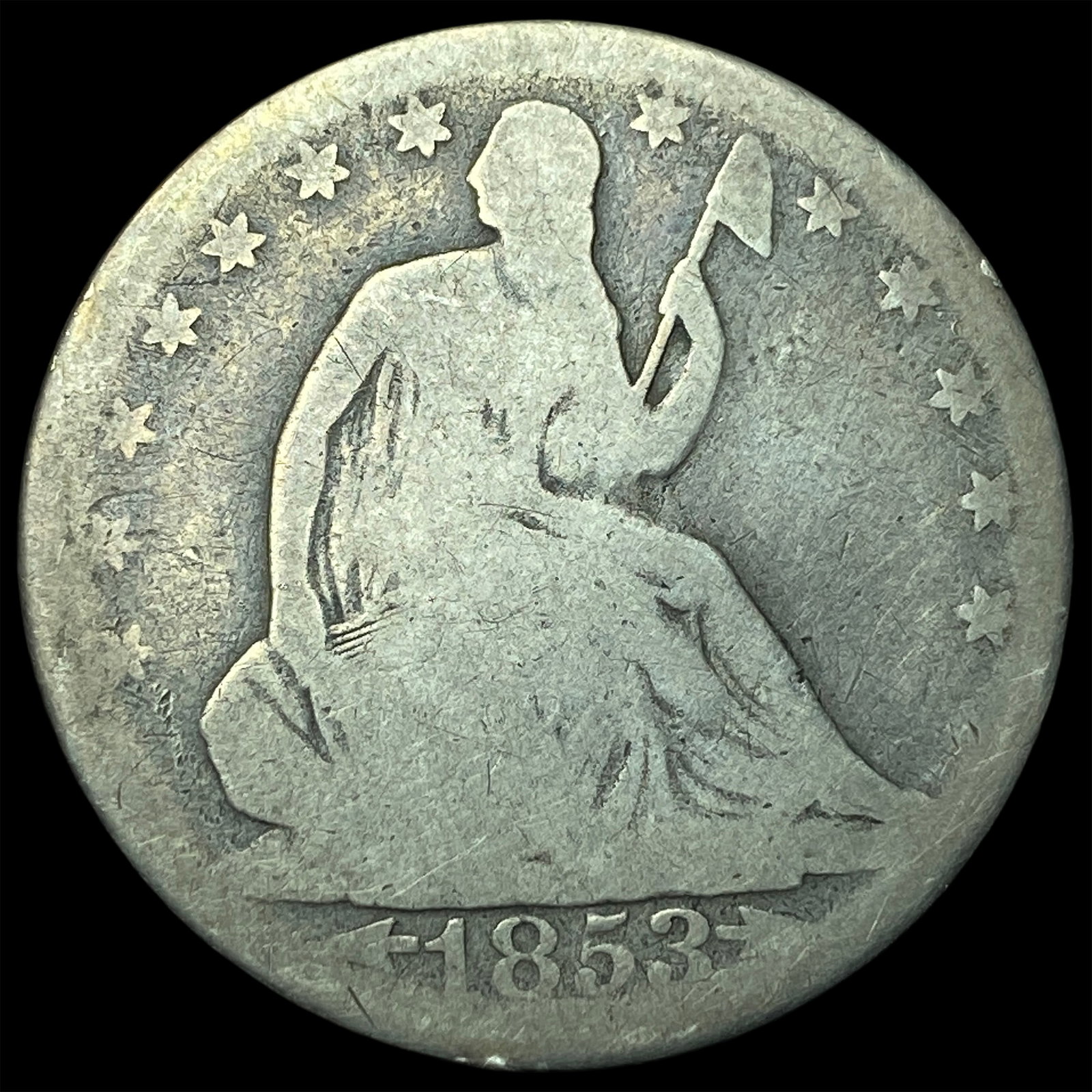 1853 Arrows Seated Liberty Half Dollar LIGHTLY CIRCULATED: 1853 Arrows Seated Liberty Half Dollar LIGHTLY CIRCULATED