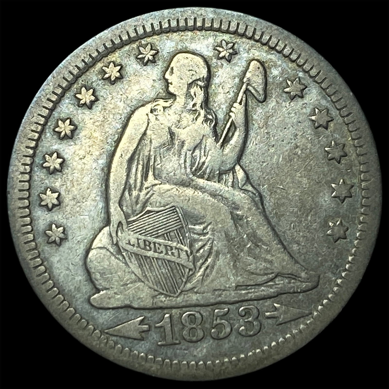 1853 Arrows Seated Liberty Quarter NEARLY UNCIRCULATED: 1853 Arrows Seated Liberty Quarter NEARLY UNCIRCULATED