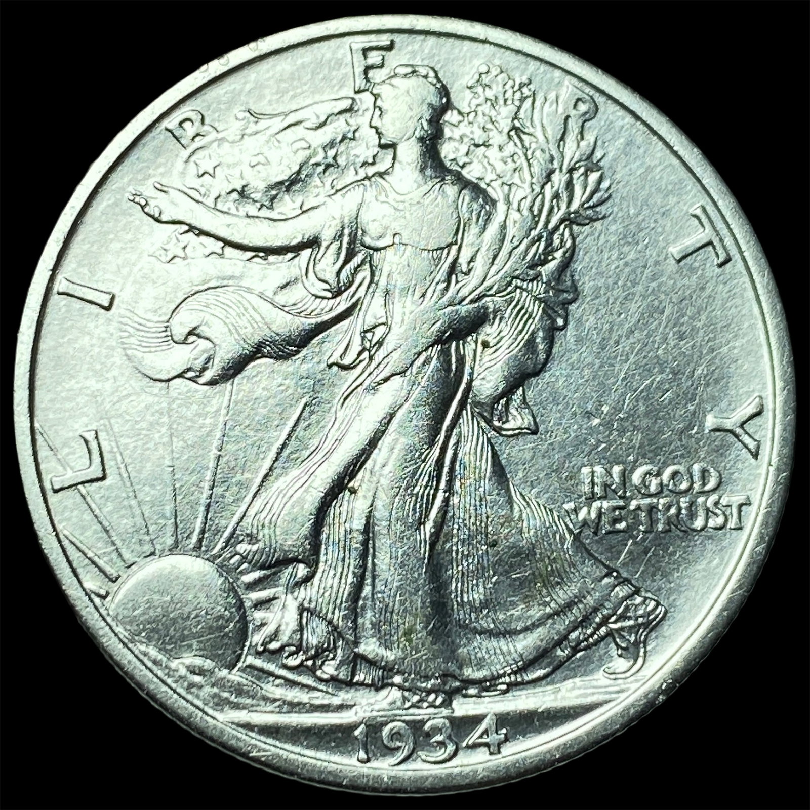 1934-S Silver Walking Liberty Half Dollar CLOSELY UNCIRCULATED: 1934-S Silver Walking Liberty Half Dollar CLOSELY UNCIRCULATED
