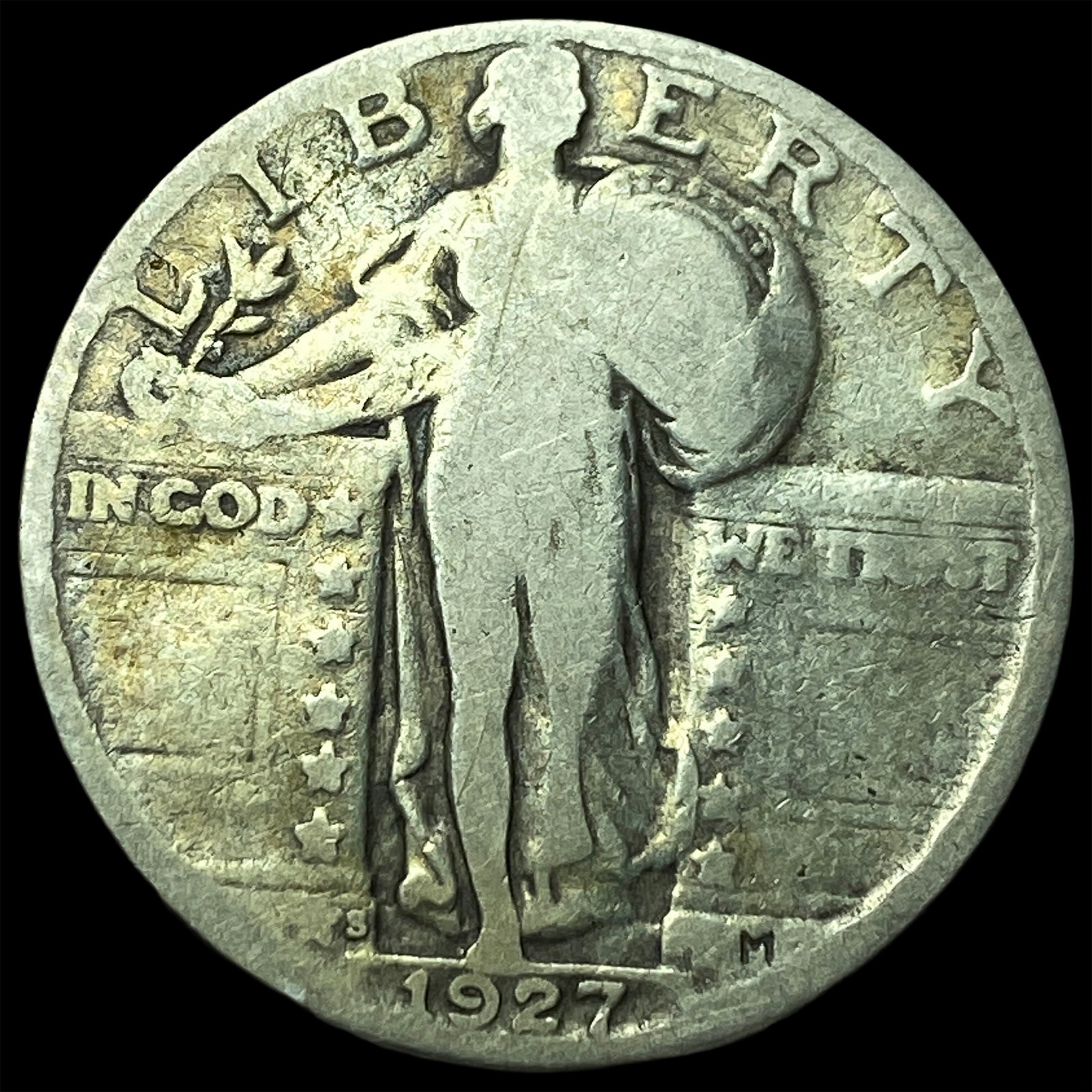 1927-S Silver Standing Liberty Quarter LIGHTLY CIRCULATED: 1927-S Silver Standing Liberty Quarter LIGHTLY CIRCULATED
