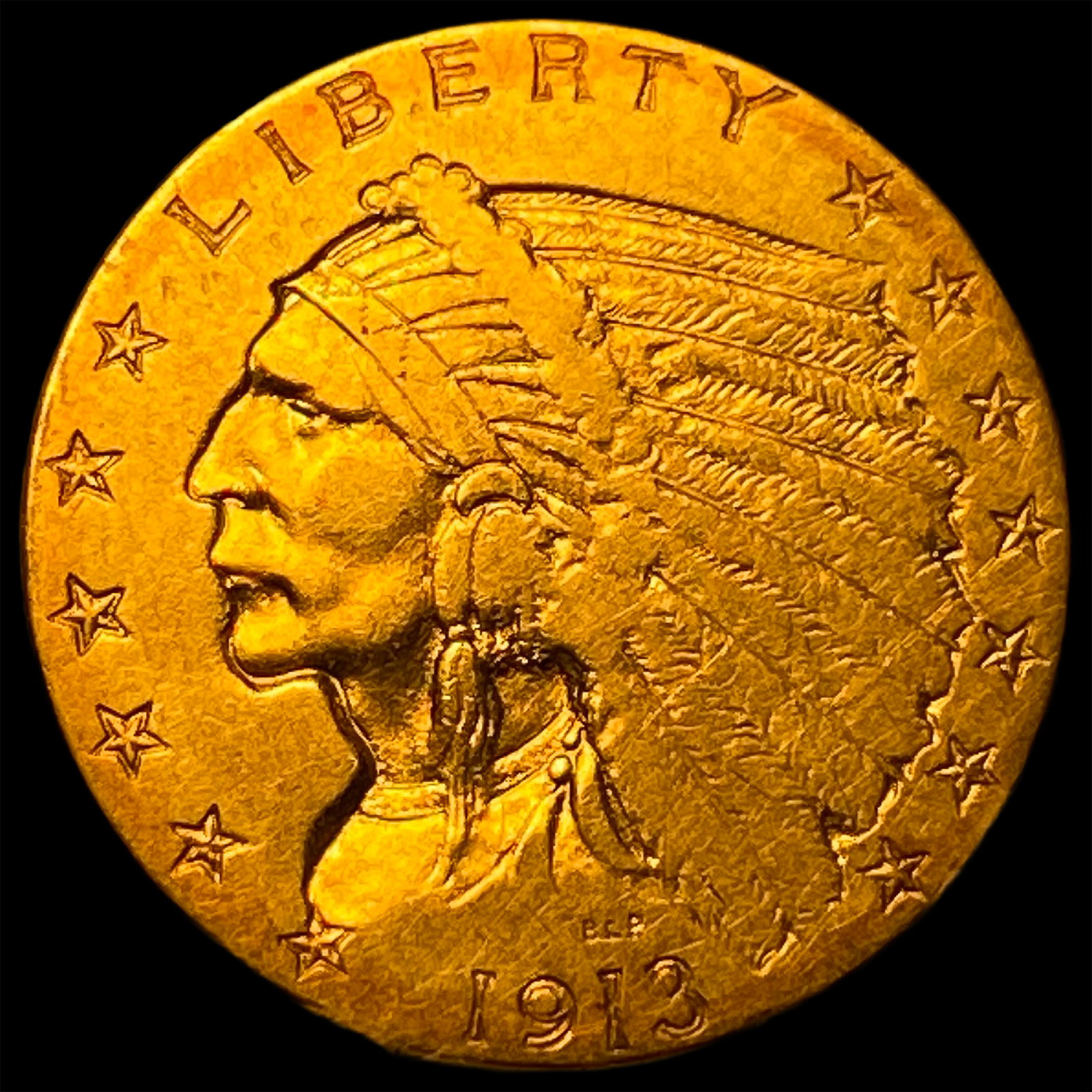 1913 Indian Head Gold $2.50 Quarter Eagle CLOSELY UNCIRCULATED (1 of 2)