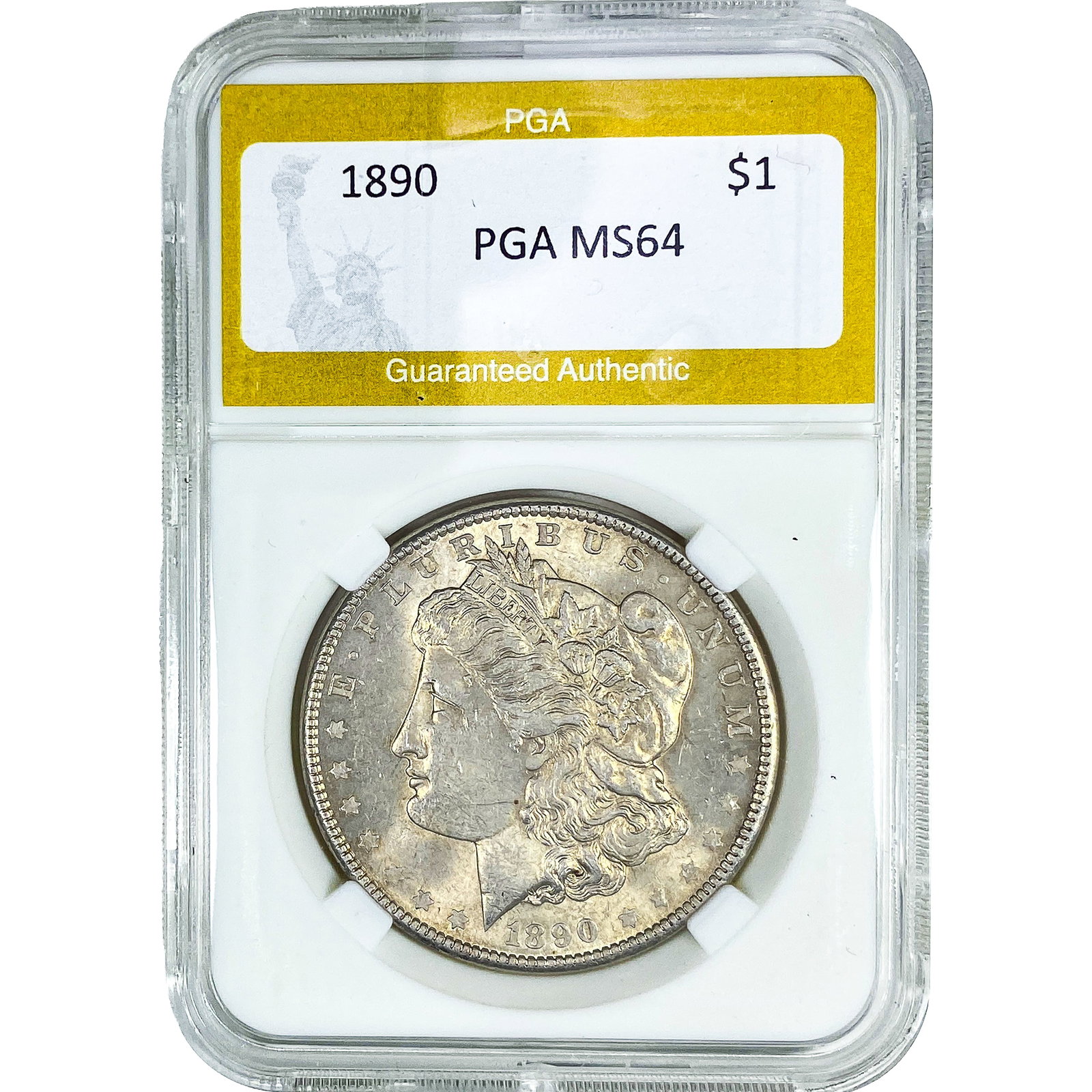 1890 Morgan Silver Dollar PGA MS64: 1890 Morgan Silver Dollar PGA MS64