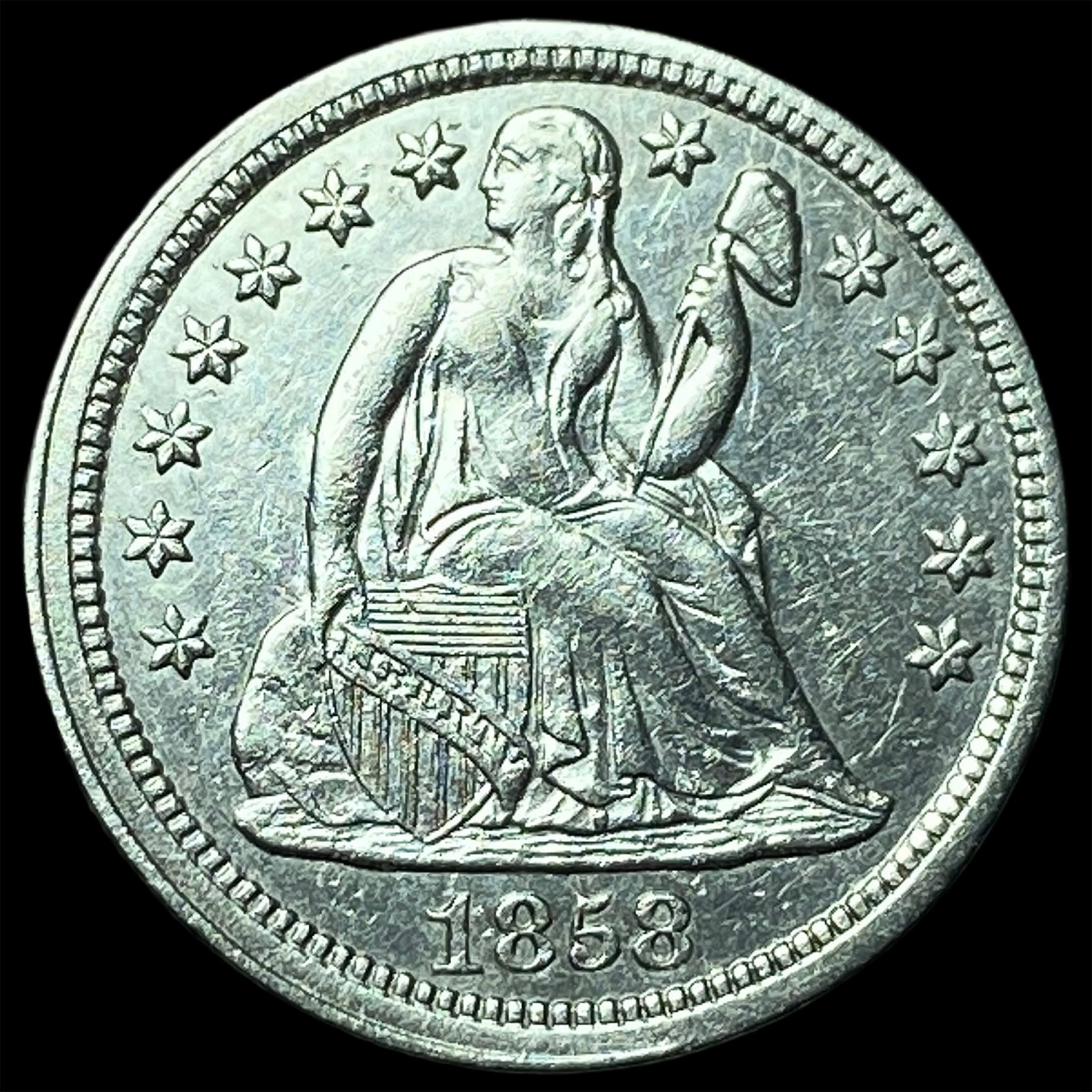 1858 Seated Liberty Dime CHOICE BU: 1858 Seated Liberty Dime CHOICE BU