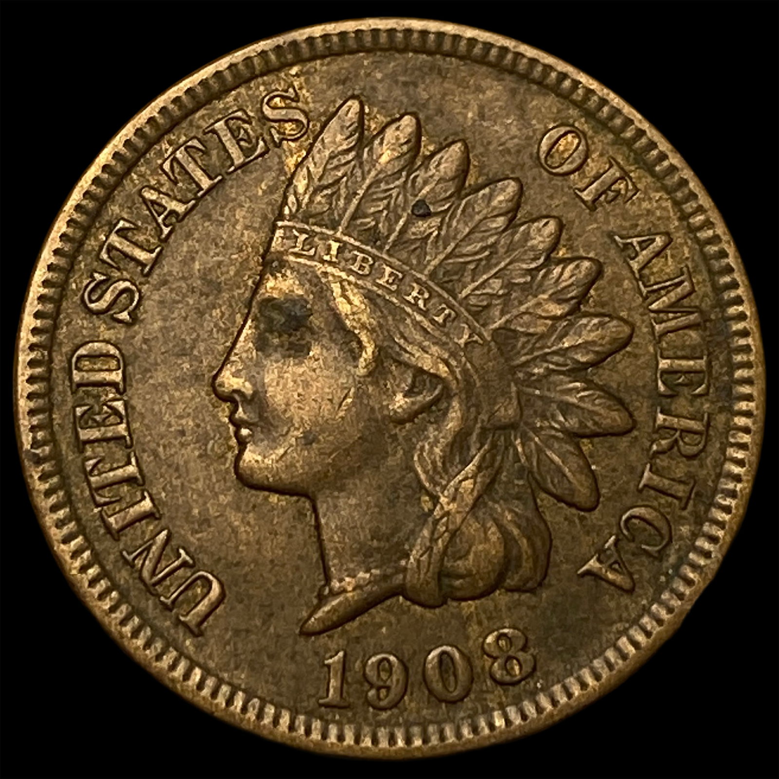 1908 Indian Head Cent CLOSELY UNCIRCULATED: 1908 Indian Head Cent CLOSELY UNCIRCULATED