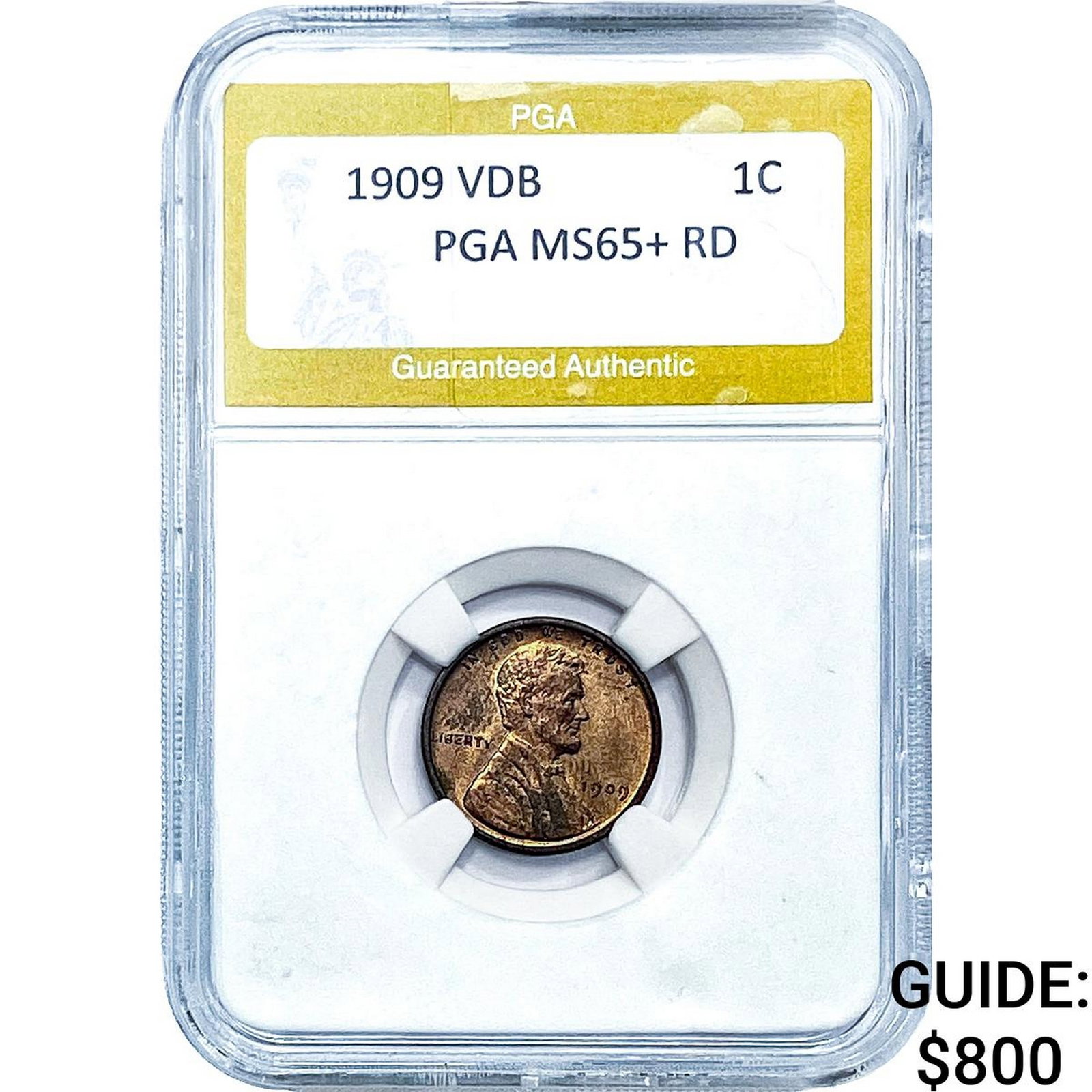 1909 VDB Wheat Cent PGA MS65+ RD: 1909 VDB Wheat Cent PGA MS65+ RD