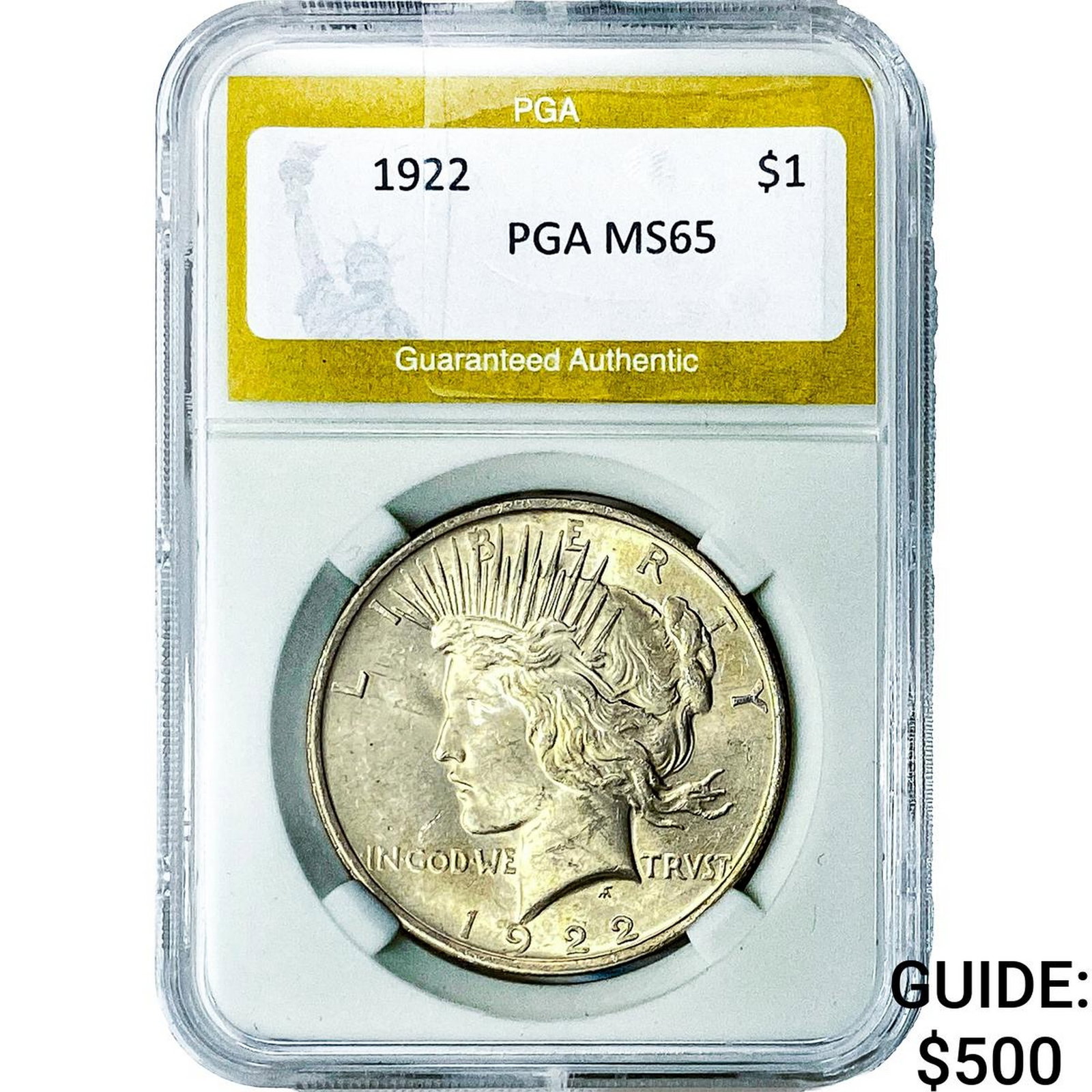 1922 Silver Peace Dollar PGA MS65: 1922 Silver Peace Dollar PGA MS65