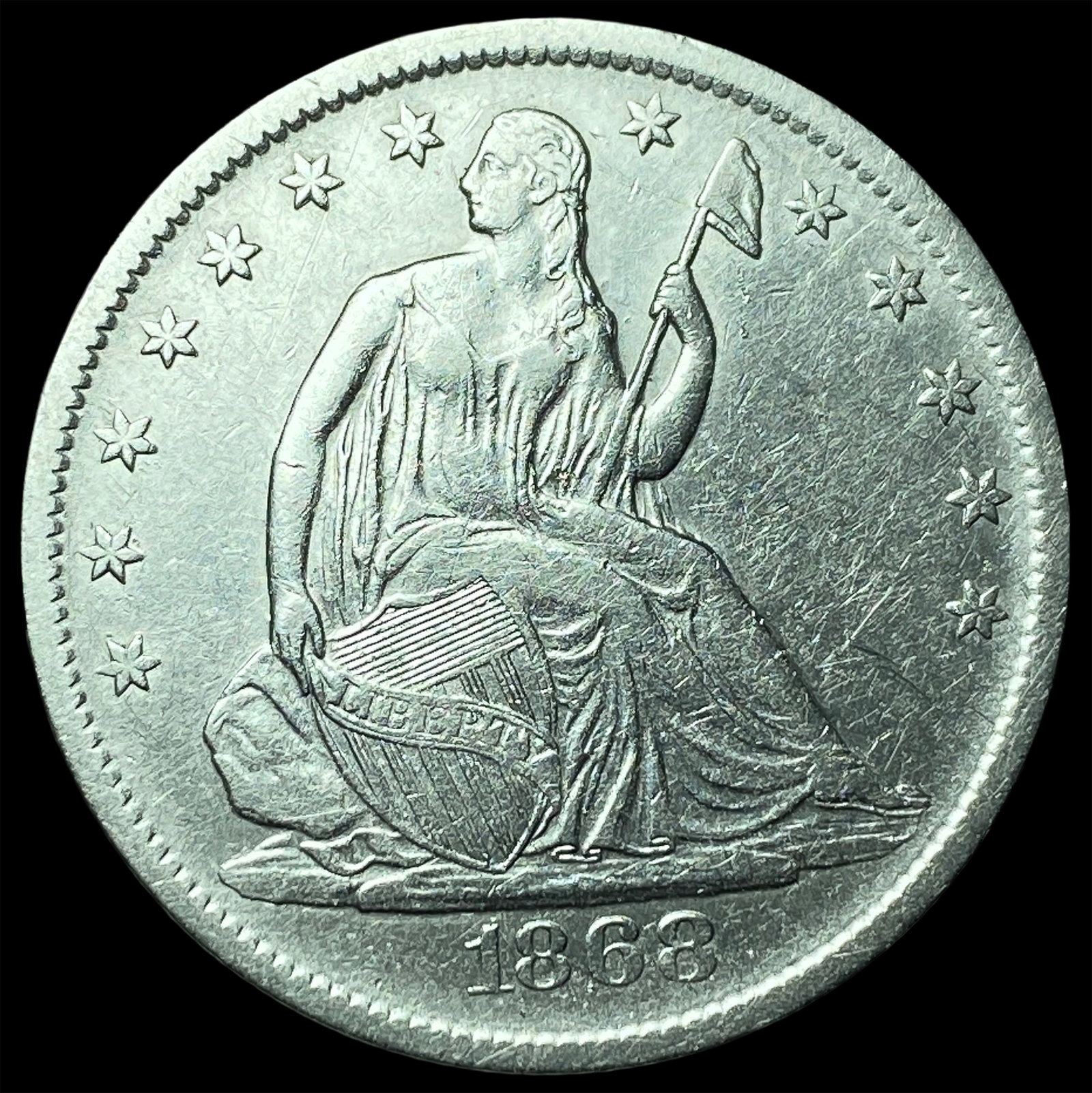 1868-S Silver Half Dollar CLOSELY UNCIRCULATED: 1868-S Silver Half Dollar CLOSELY UNCIRCULATED