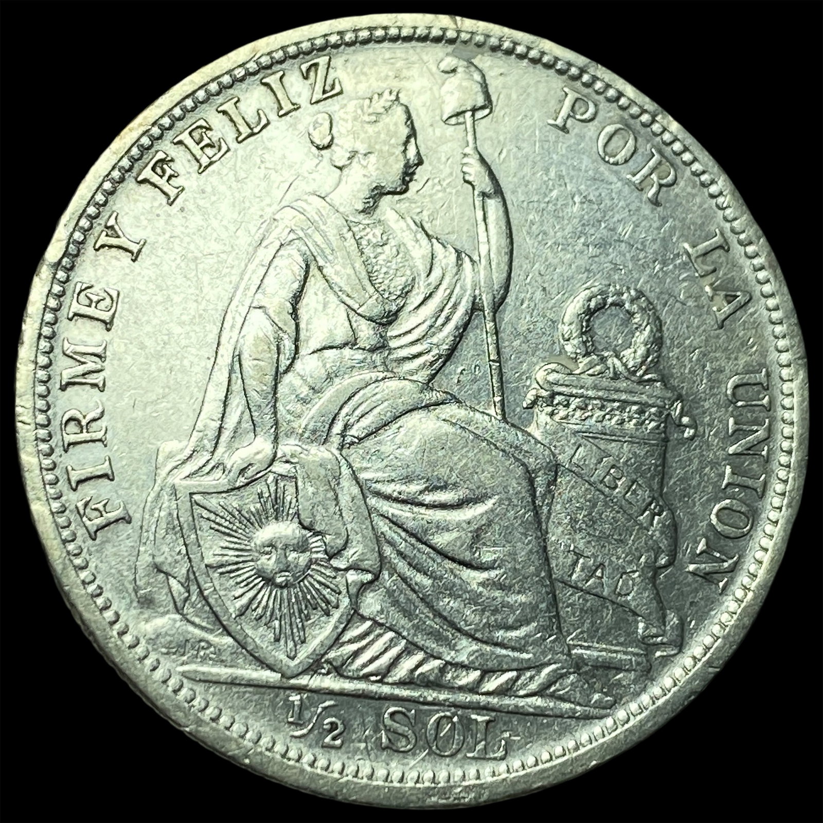 1907 Silver Â½ Sol Peru CLOSELY UNCIRCULATED (1 of 2)
