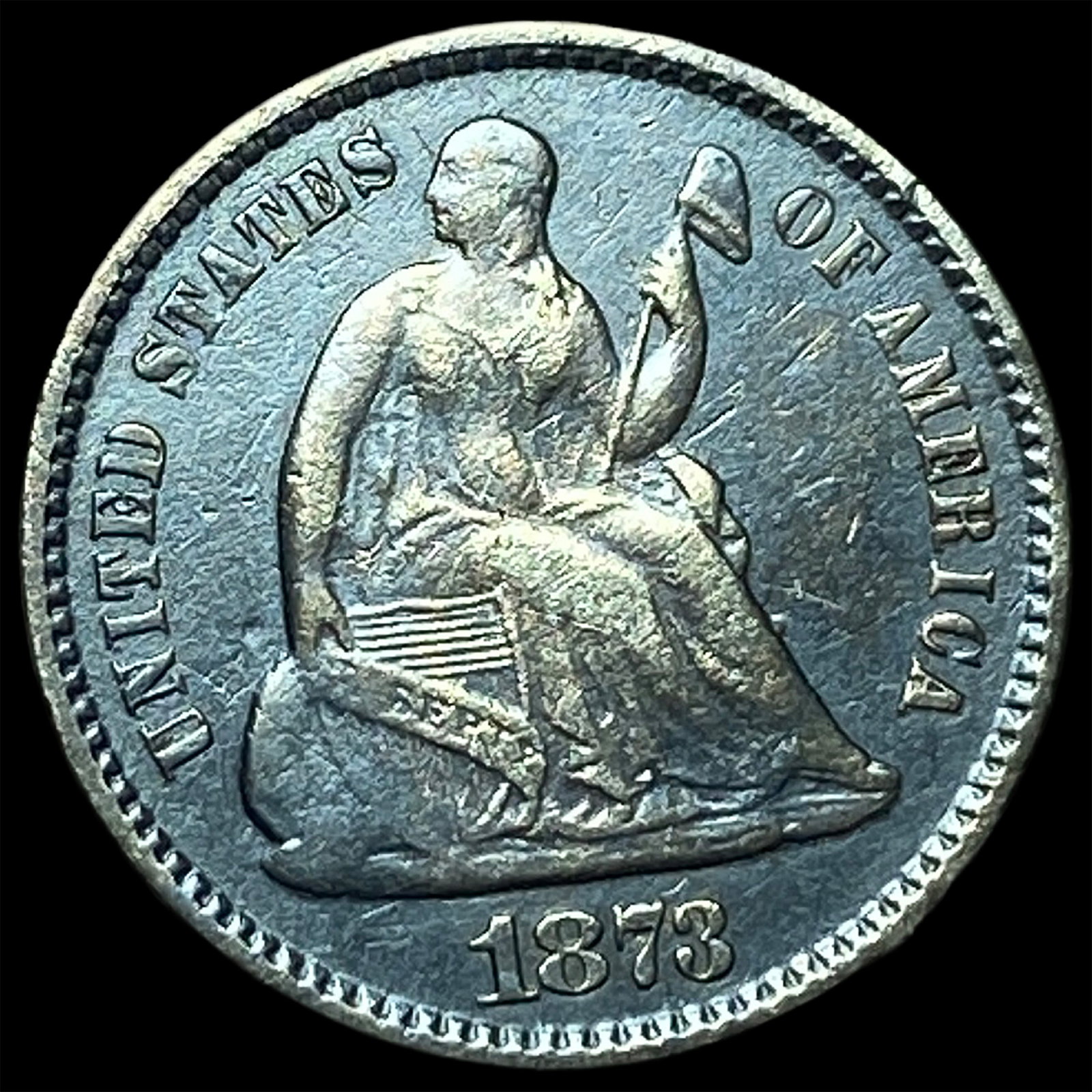 1873 Seated Liberty Half Dime CLOSELY UNCIRCULATED: 1873 Seated Liberty Half Dime CLOSELY UNCIRCULATED