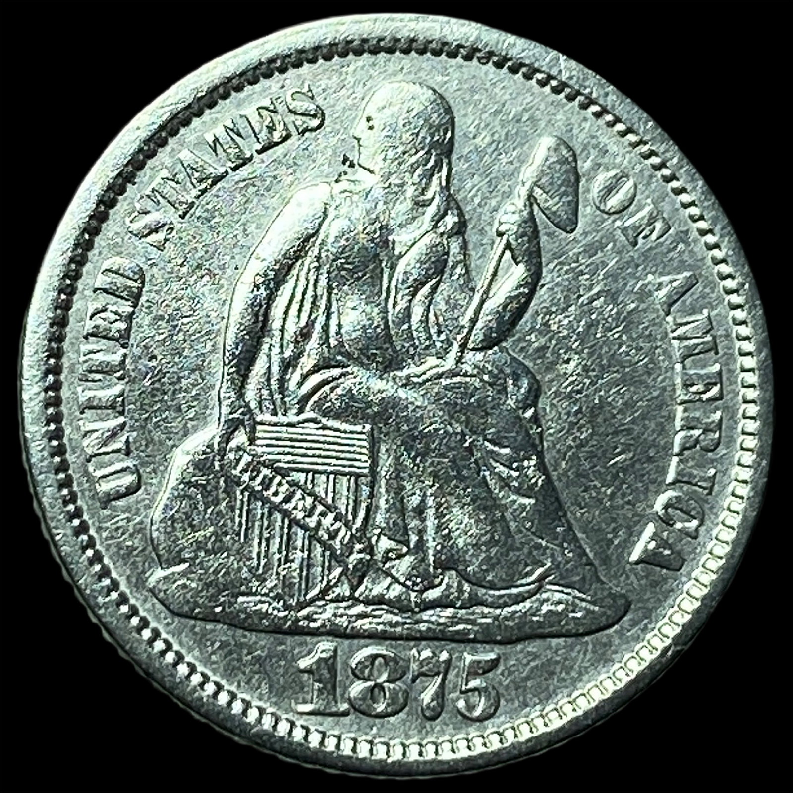 1875-S Silver Seated Liberty Dime UNCIRCULATED: 1875-S Silver Seated Liberty Dime UNCIRCULATED