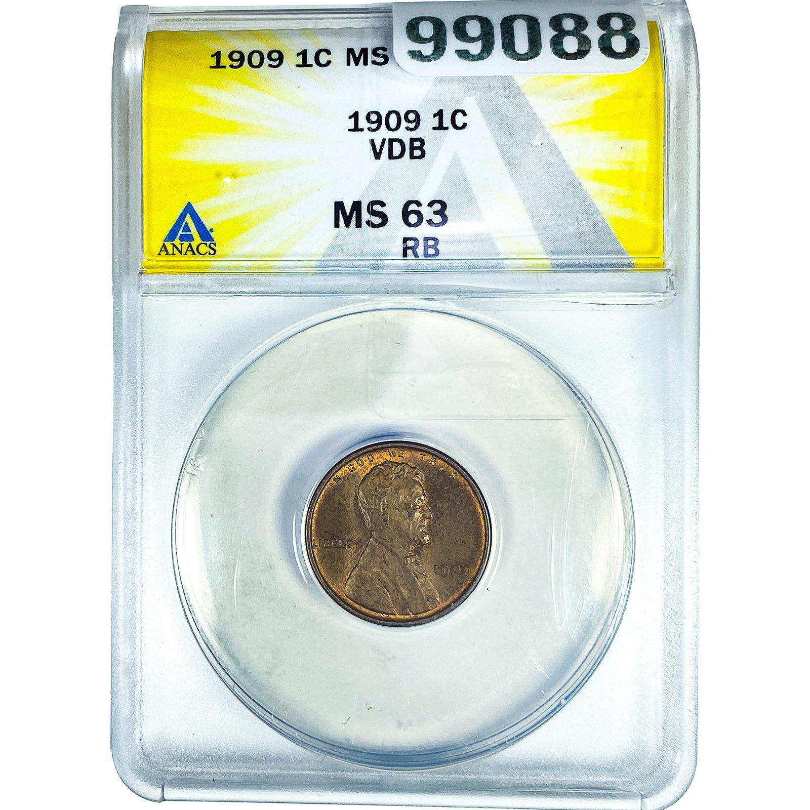 1909 VDB Wheat Cent ANACS MS63 RB (1 of 2)
