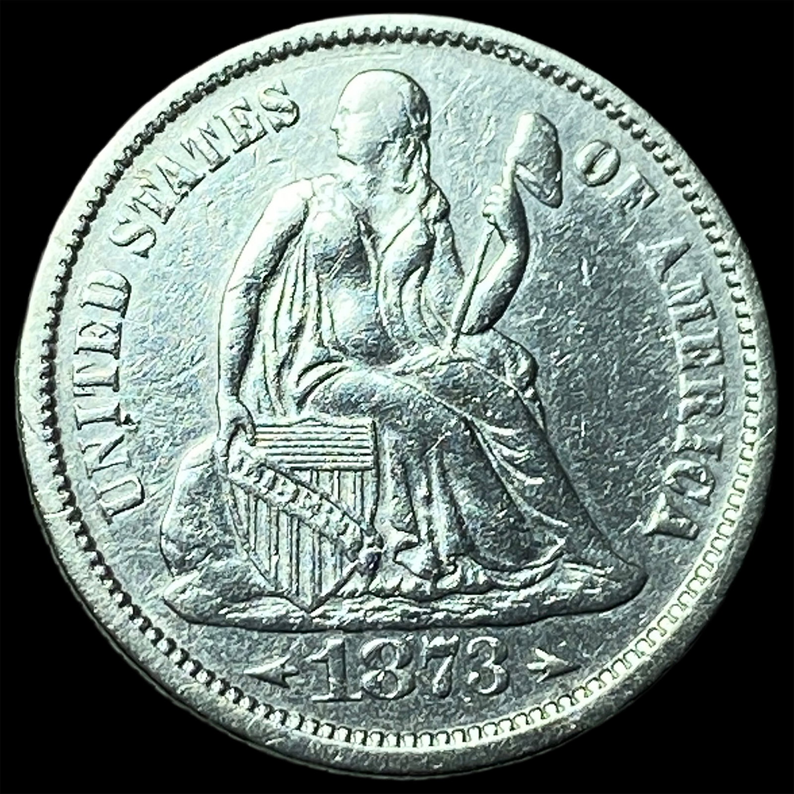 1873 Arrows Seated Liberty Dime UNCIRCULATED: 1873 Arrows Seated Liberty Dime UNCIRCULATED