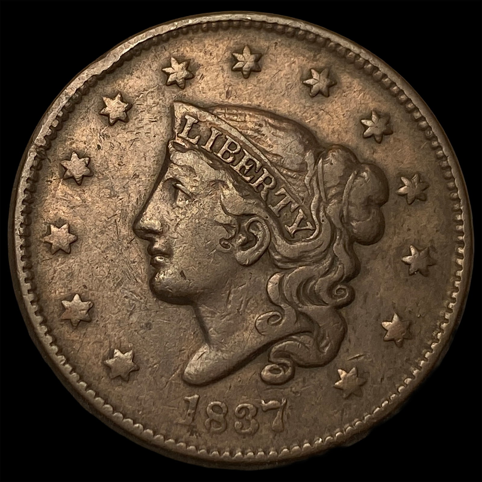 1837 Coronet Head Large Cent LIGHTLY CIRCULATED: 1837 Coronet Head Large Cent LIGHTLY CIRCULATED