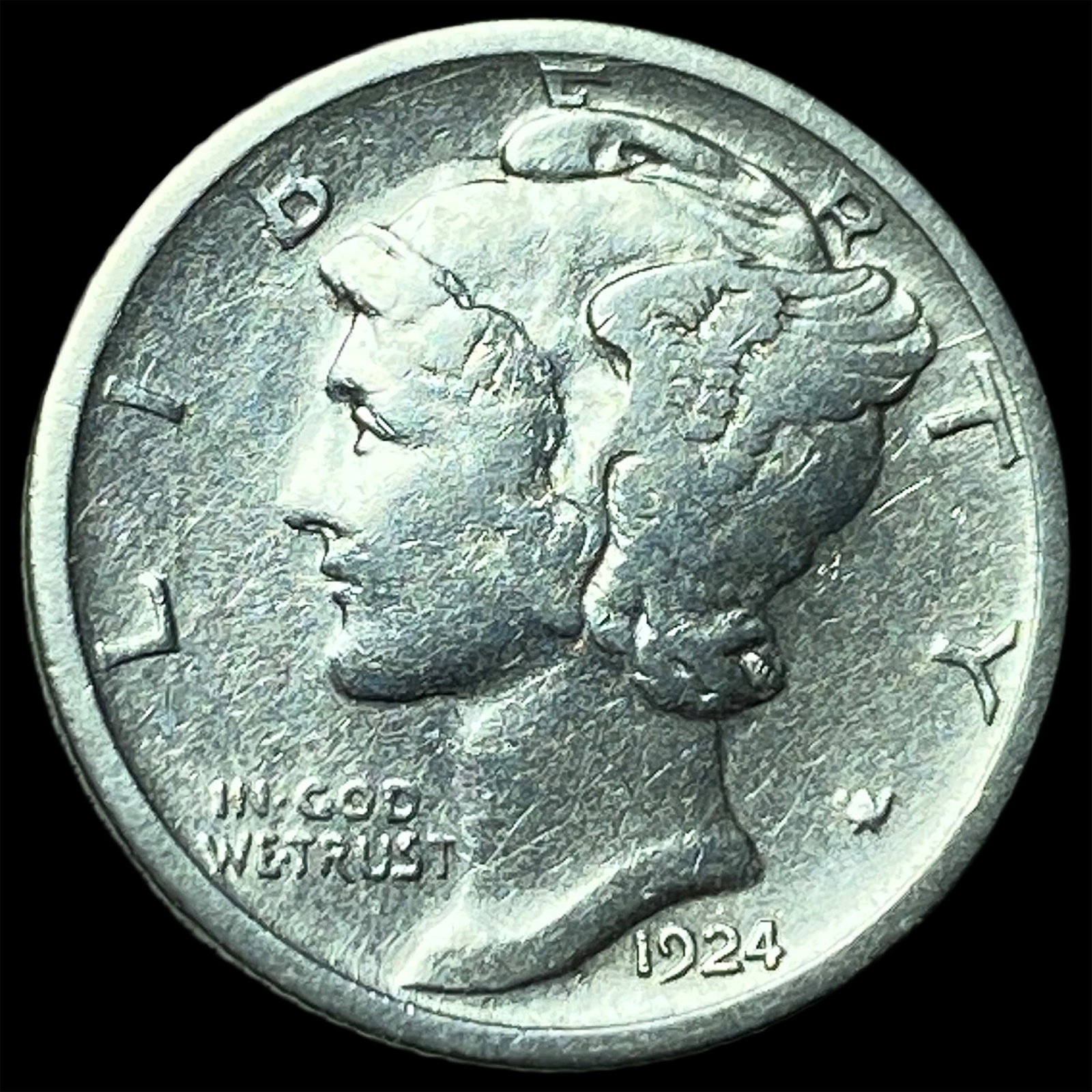 1924-S Silver Mercury Dime CLOSELY UNCIRCULATED: 1924-S Silver Mercury Dime CLOSELY UNCIRCULATED