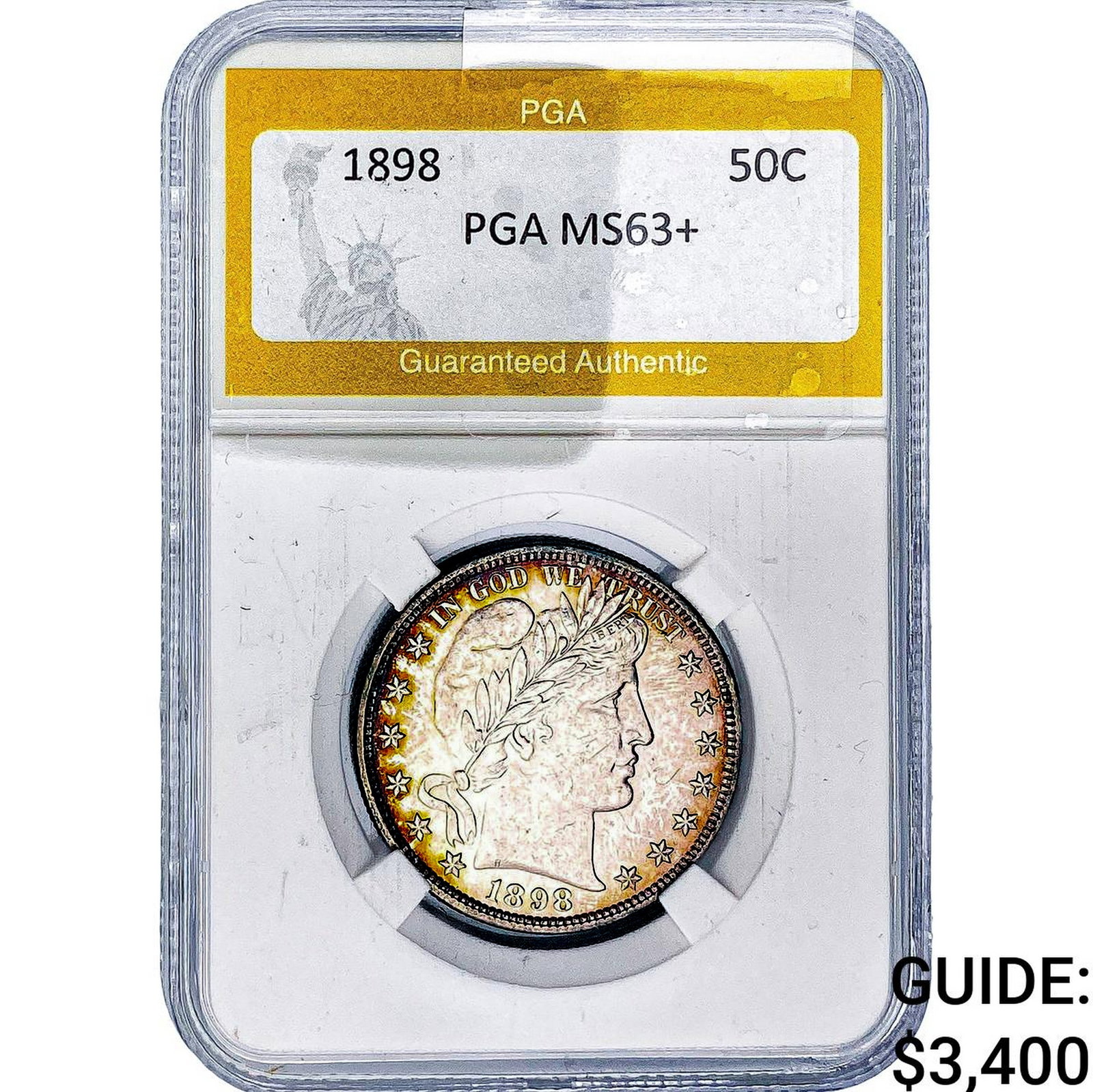1898 Barber Half Dollar PGA MS63+: 1898 Barber Half Dollar PGA MS63+