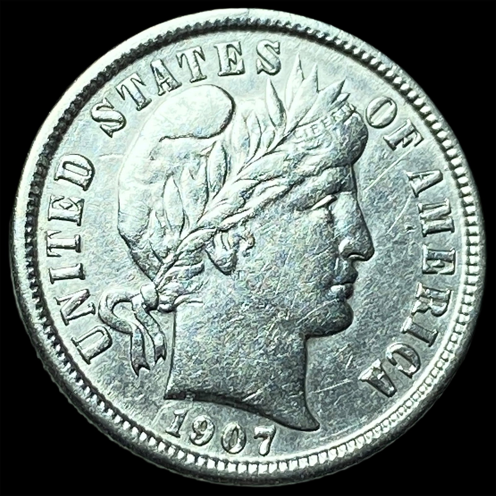 1907-O Silver Barber Dime CHOICE AU: 1907-O Silver Barber Dime CHOICE AU