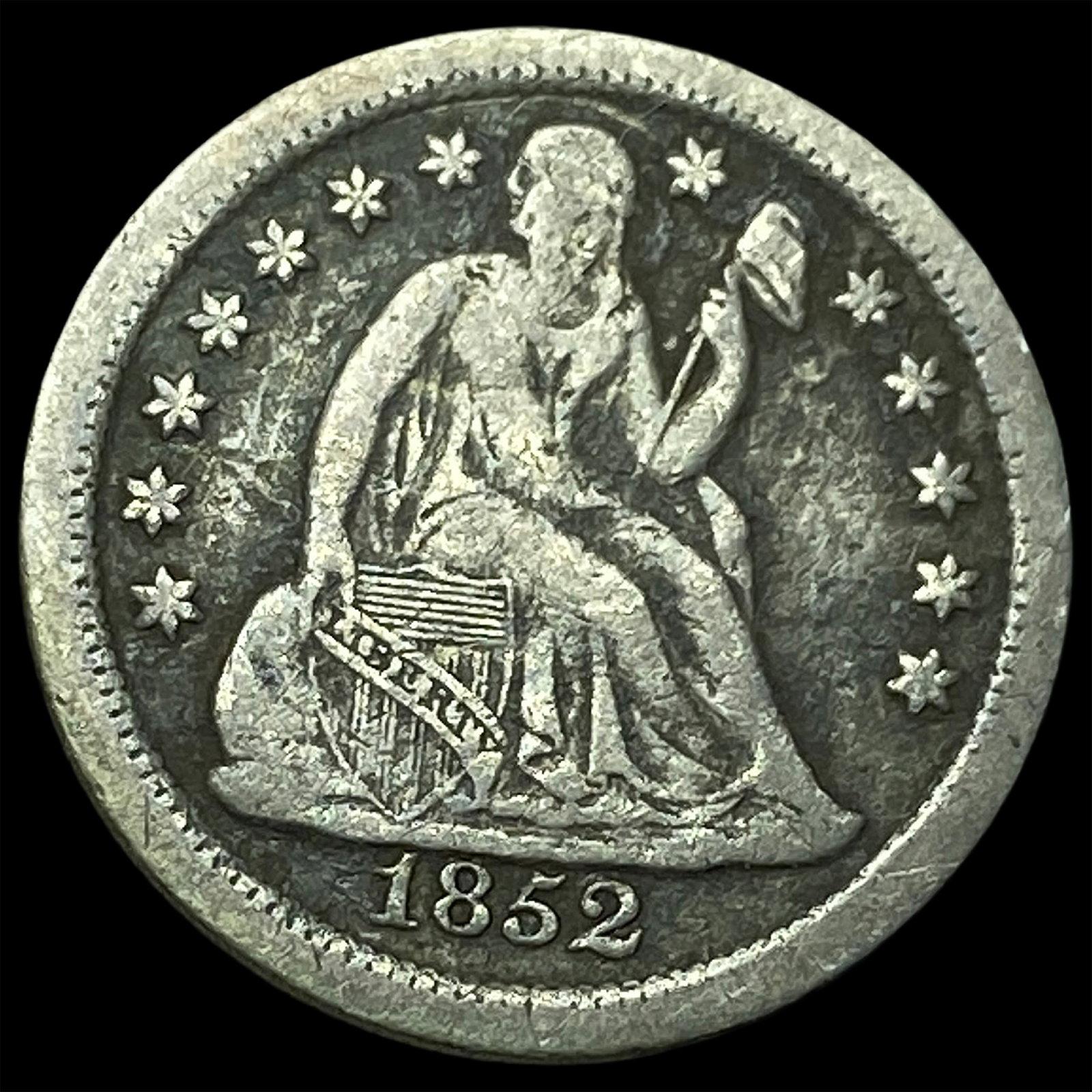 1852-O Silver Seated Liberty Dime LIGHTLY CIRCULATED: 1852-O Silver Seated Liberty Dime LIGHTLY CIRCULATED