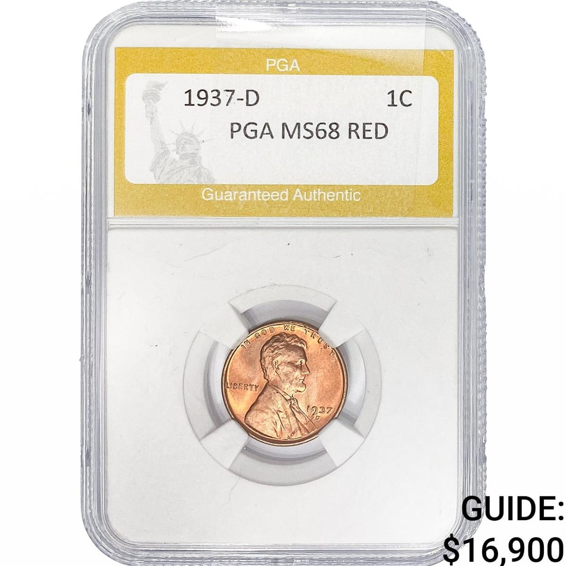 1937-D Wheat Cent PGA MS68 Red: 1937-D Wheat Cent PGA MS68 Red