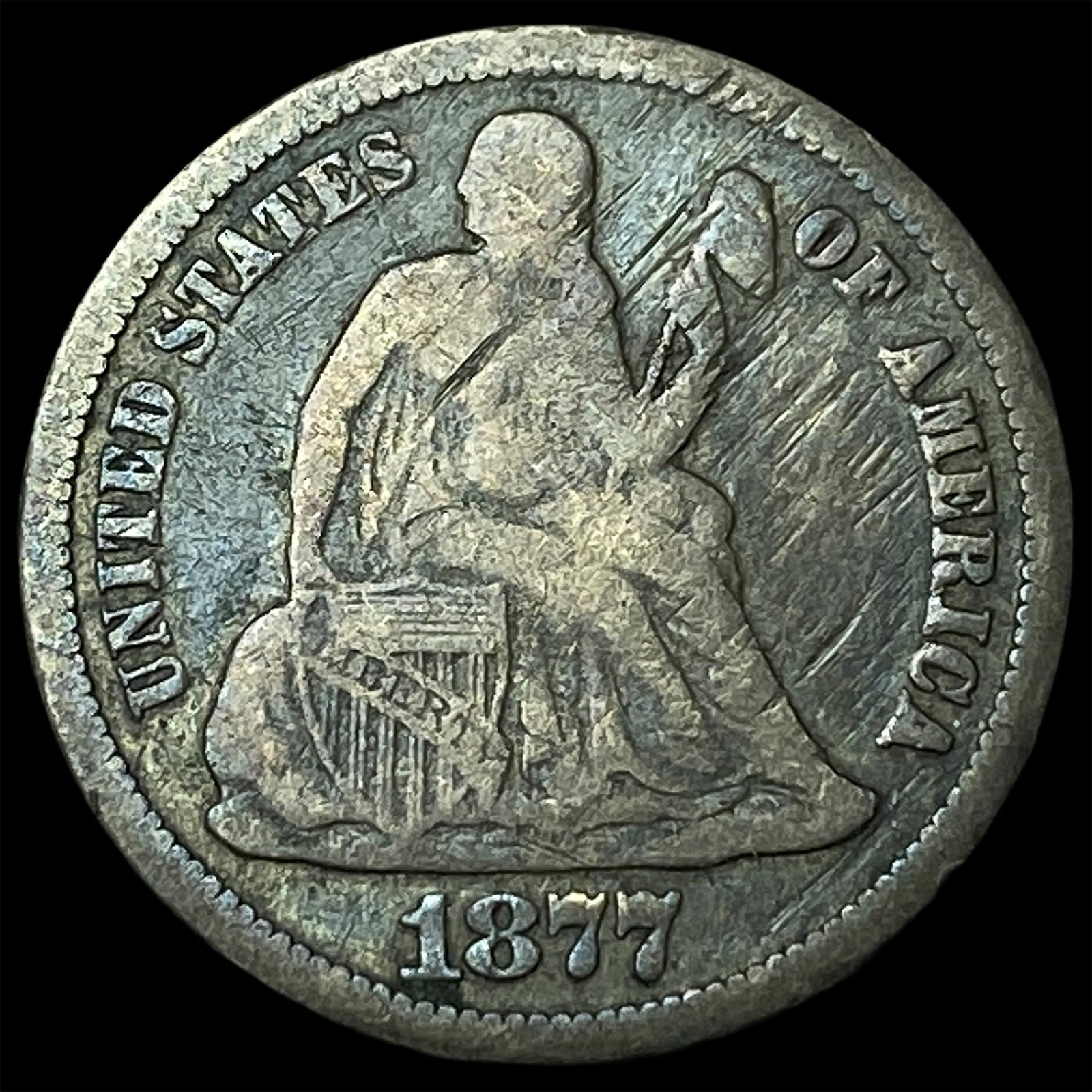 1877-CC Silver Dime LIGHTLY CIRCULATED: 1877-CC Silver Dime LIGHTLY CIRCULATED