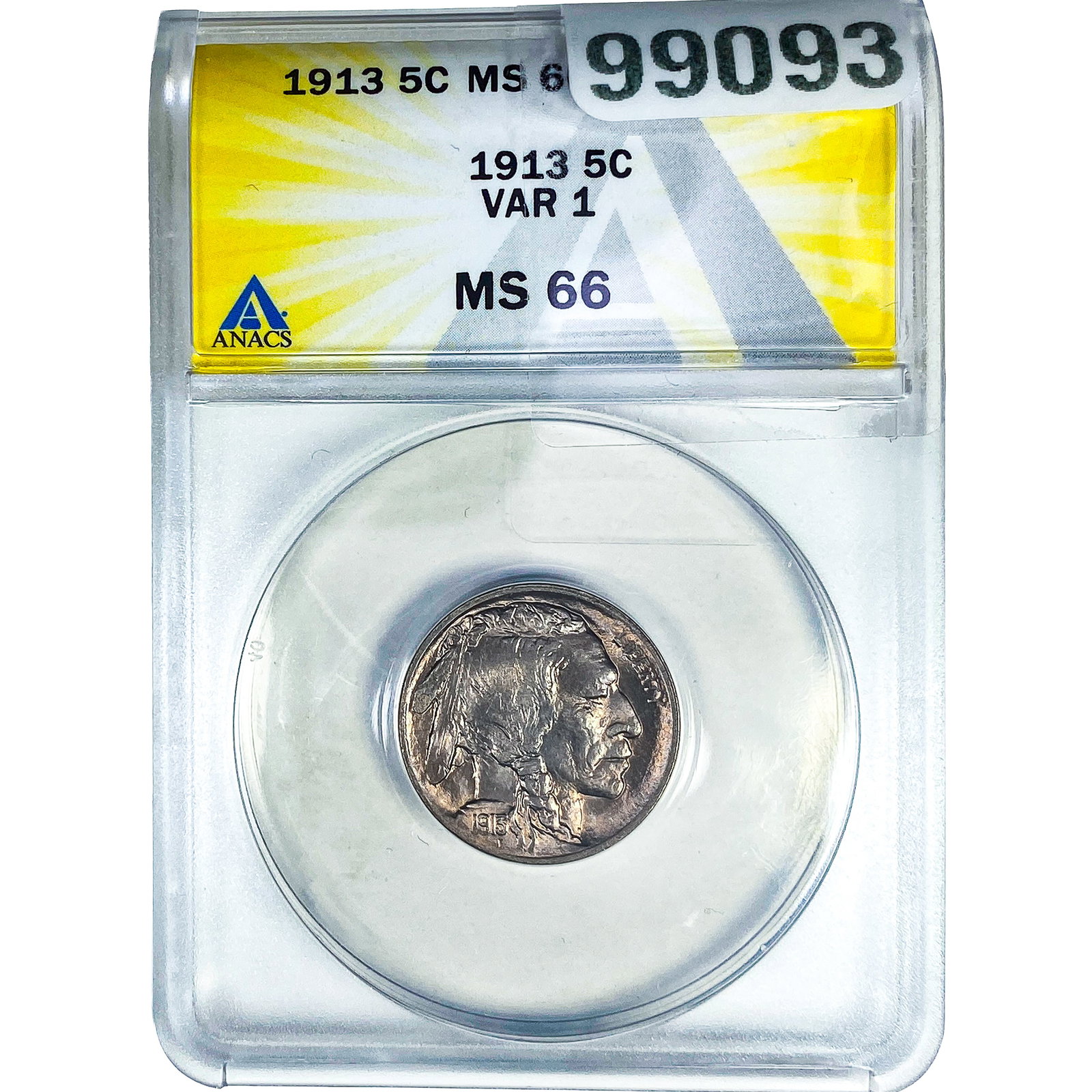 1913 Buffalo Nickel ANACS MS66 Var 1: 1913 Buffalo Nickel ANACS MS66 Var 1