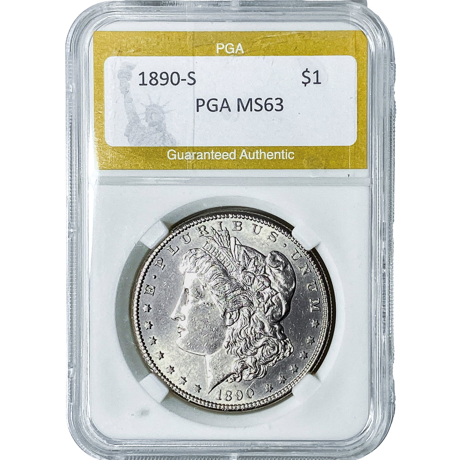 1890-S Morgan Silver Dollar PGA MS63: 1890-S Morgan Silver Dollar PGA MS63