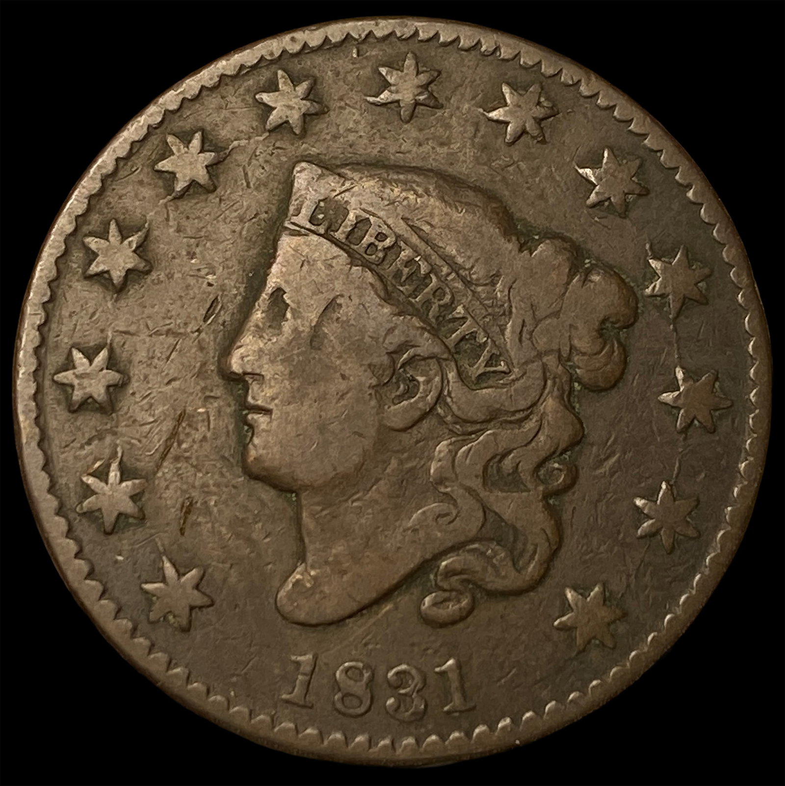 1831 Coronet Head Large Cent LIGHTLY CIRCULATED: 1831 Coronet Head Large Cent LIGHTLY CIRCULATED