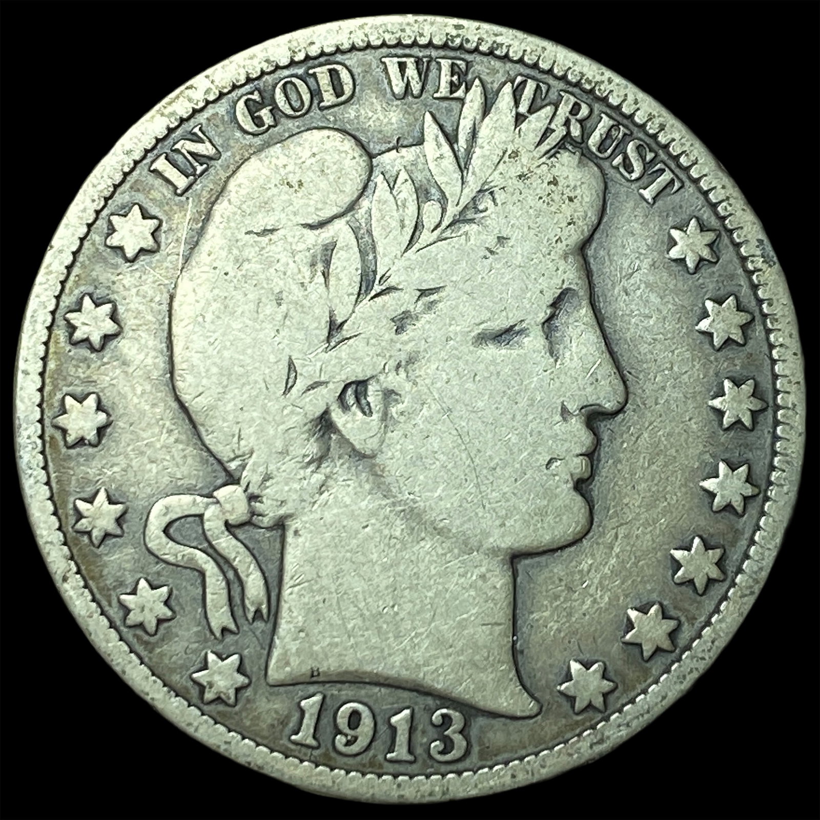 1913 Barber Half Dollar NICELY CIRCULATED: 1913 Barber Half Dollar NICELY CIRCULATED