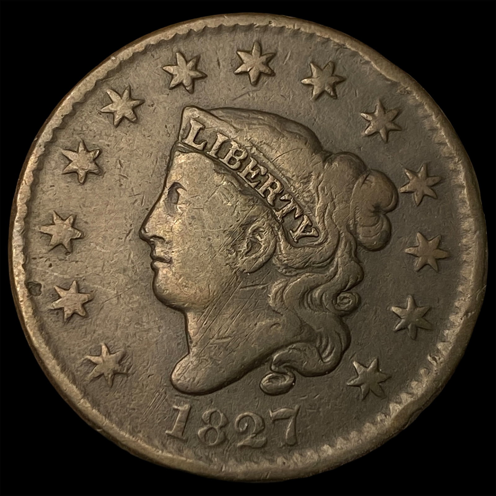 1827 Large Cent LIGHTLY CIRCULATED (1 of 2)