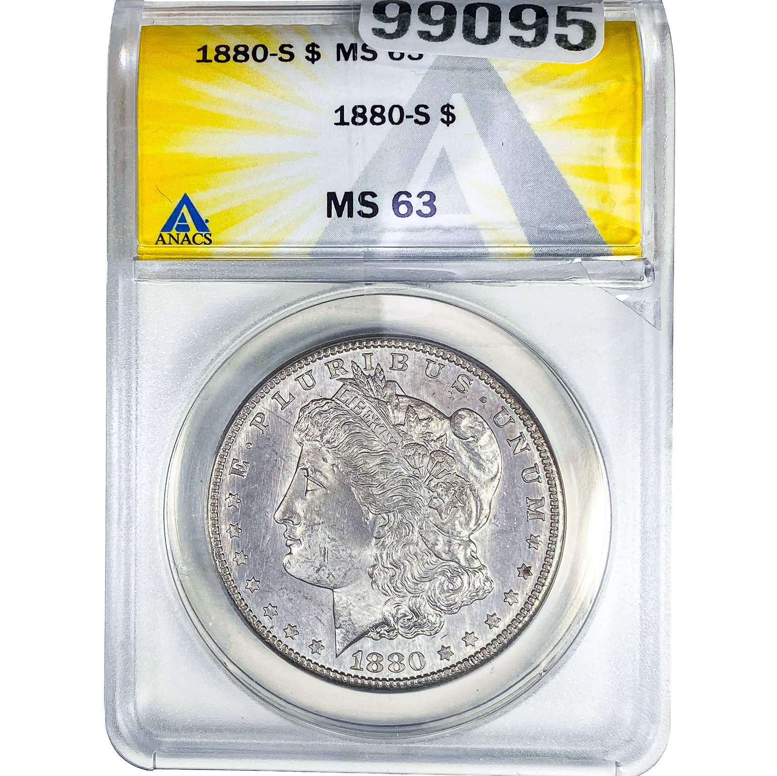 1880-S Morgan Silver Dollar ANACS MS63: 1880-S Morgan Silver Dollar ANACS MS63