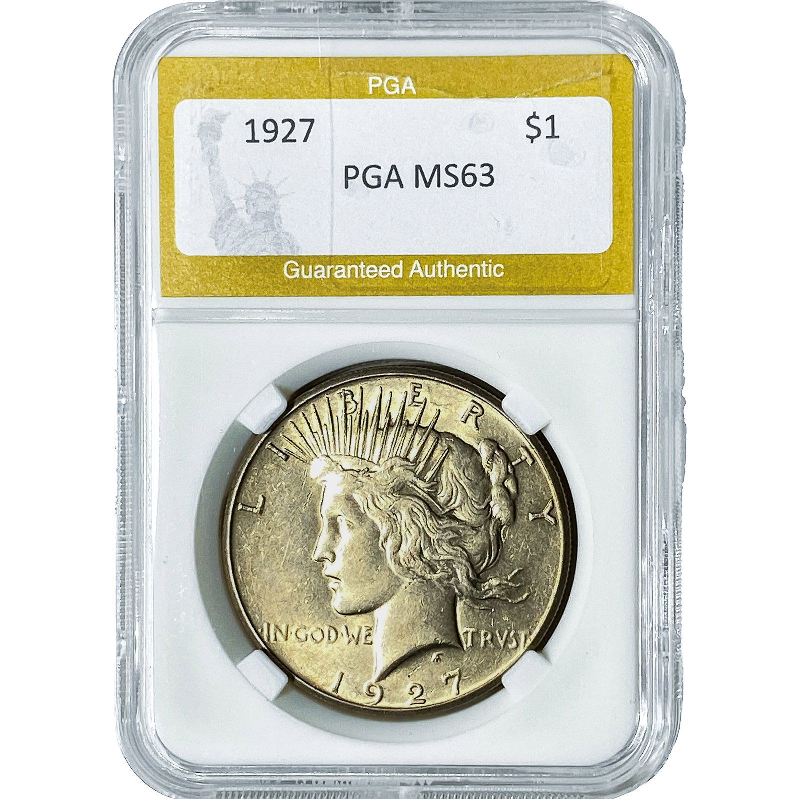 1927 Peace Silver Dollar PGA MS63: 1927 Peace Silver Dollar PGA MS63