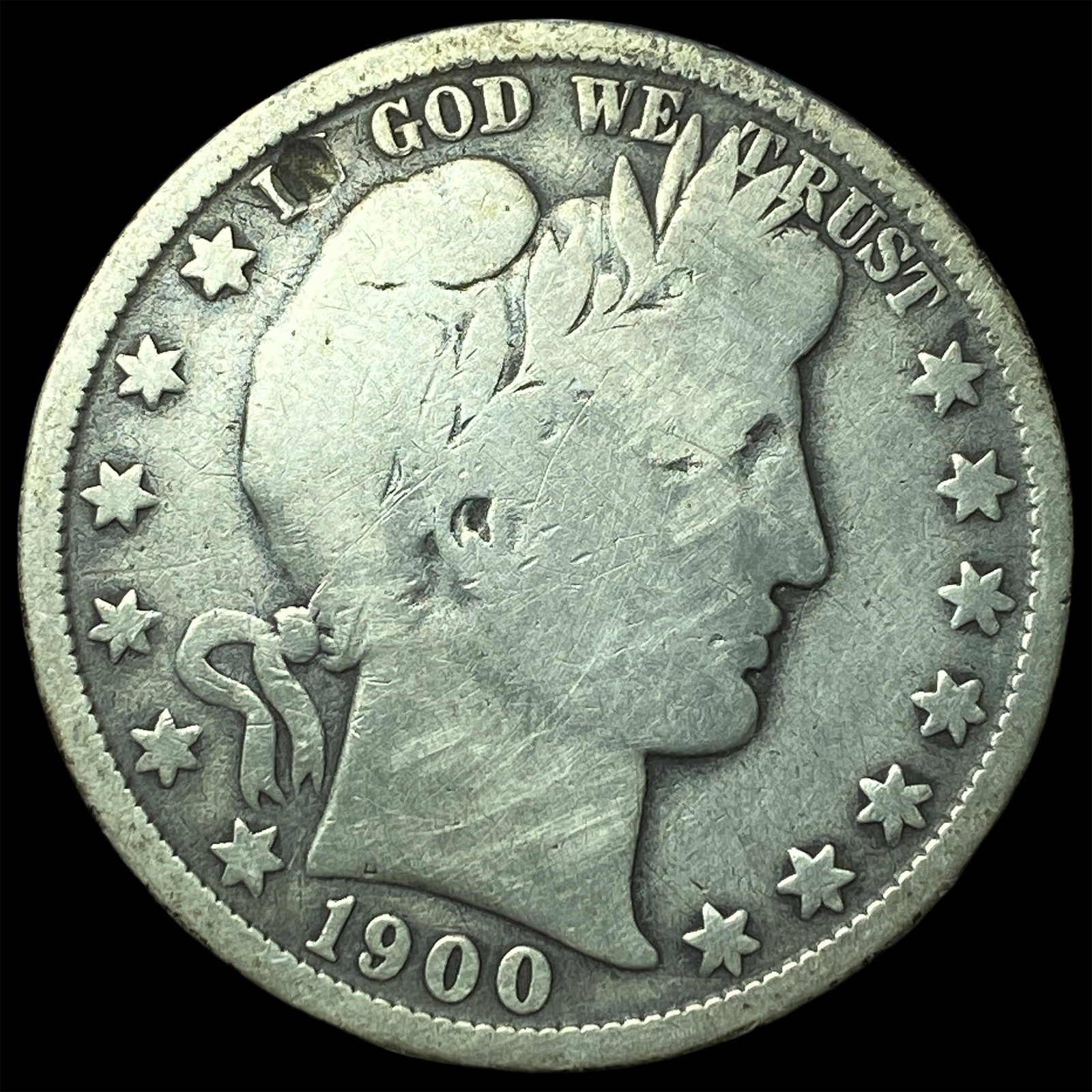 1900-O Silver Barber Half Dollar NICELY CIRCULATED: 1900-O Silver Barber Half Dollar NICELY CIRCULATED