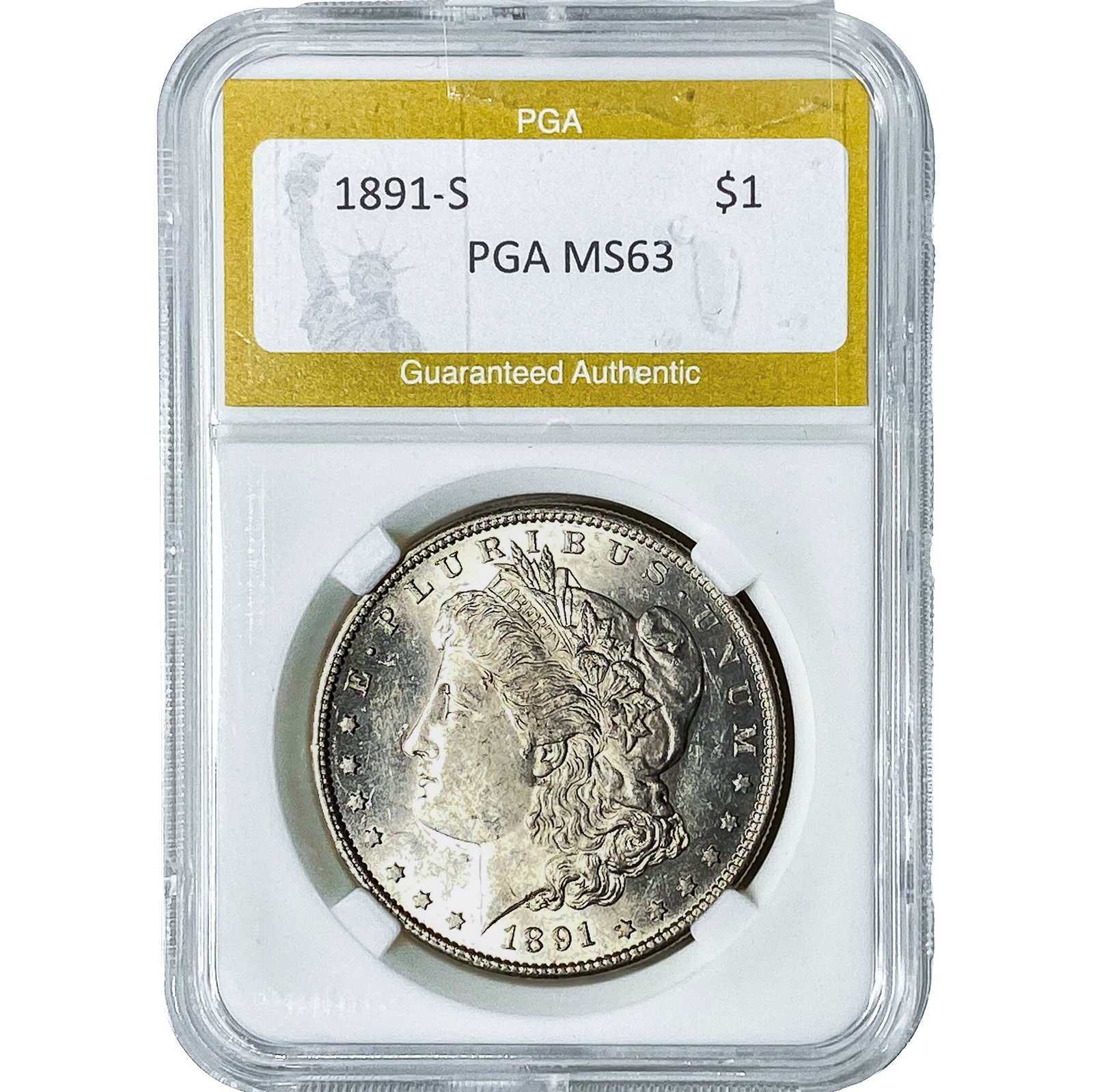 1891-S Morgan Silver Dollar PGA MS63 (1 of 2)