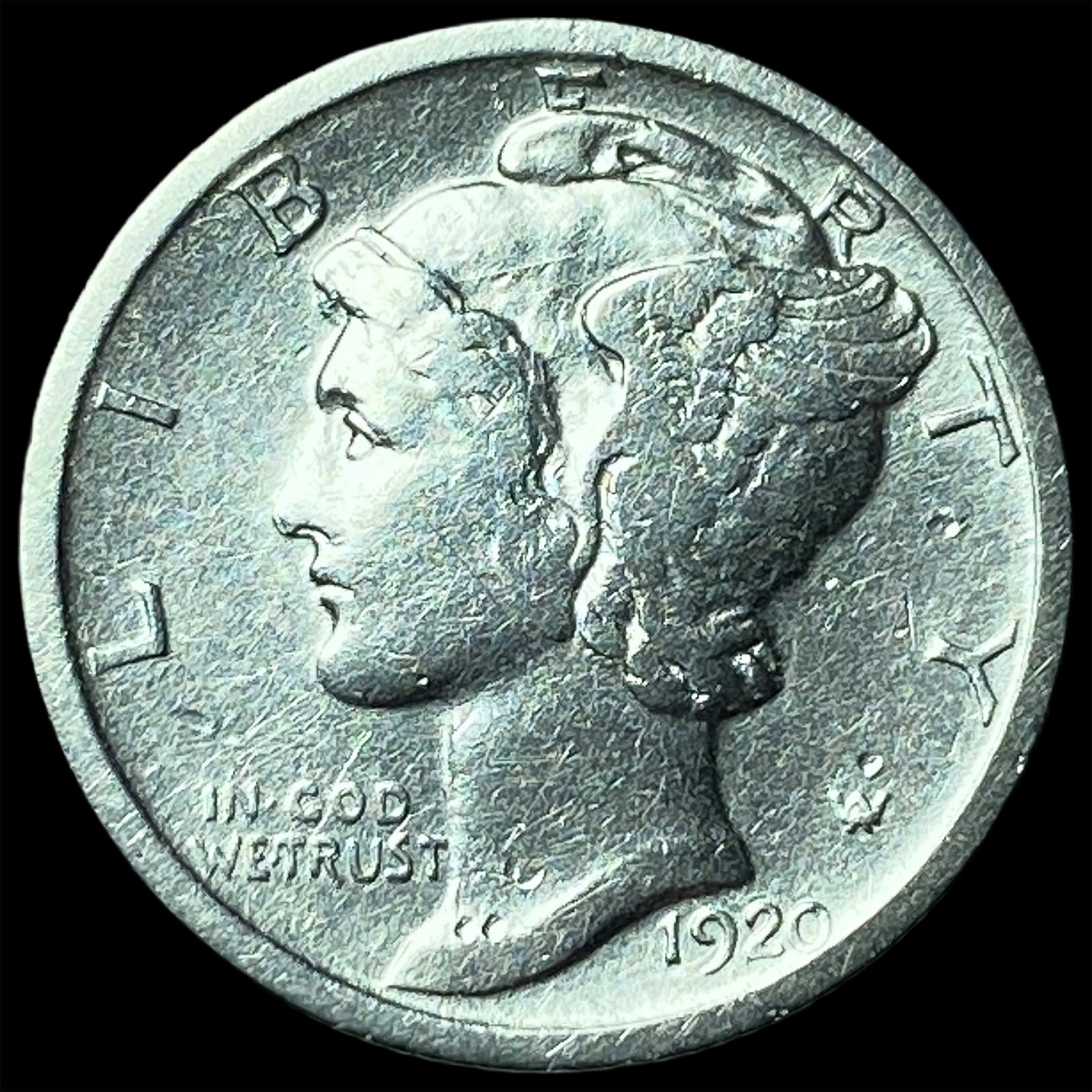 1920-D Silver Mercury Dime CLOSELY UNCIRCULATED: 1920-D Silver Mercury Dime CLOSELY UNCIRCULATED