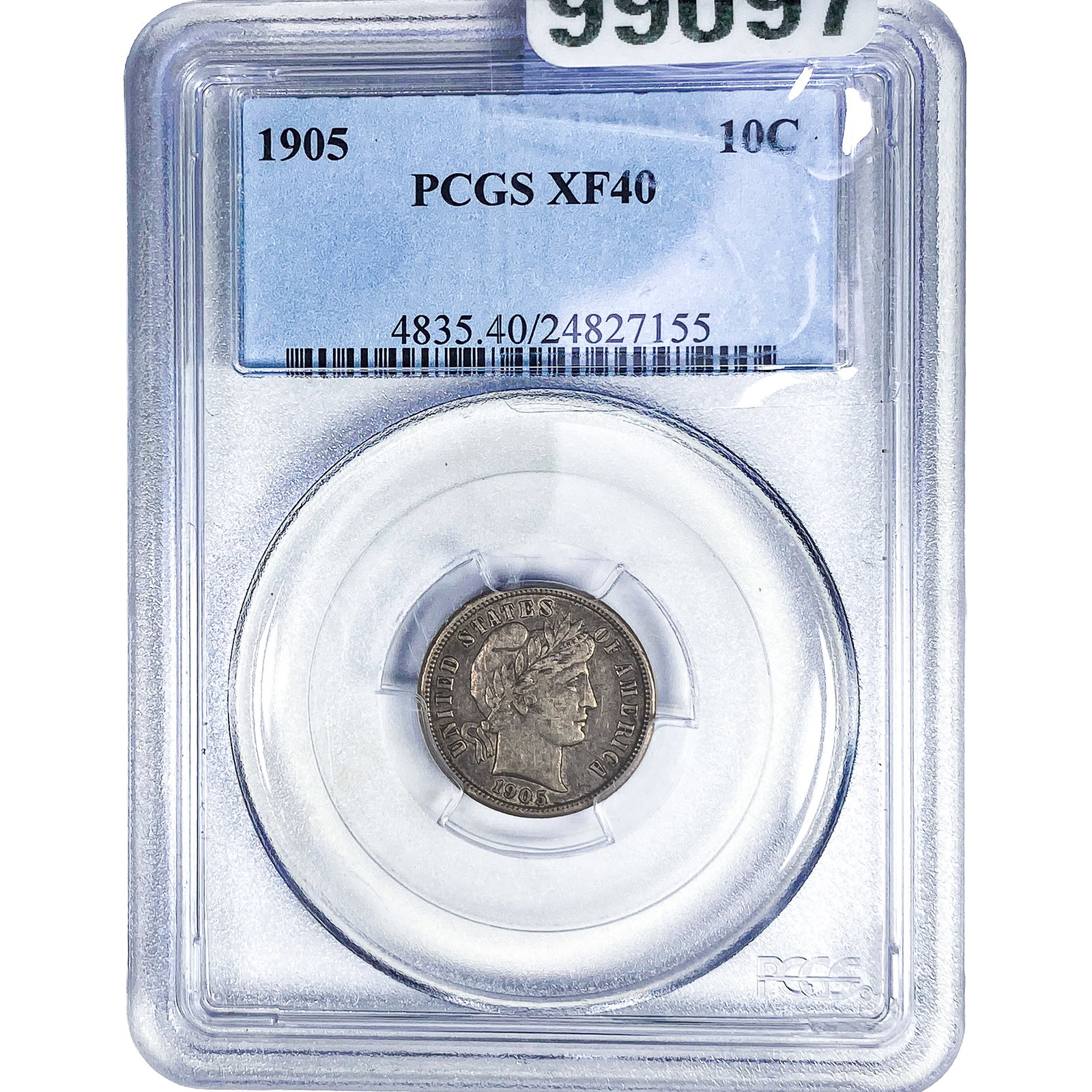 1905 Barber Dime PCGS XF40: 1905 Barber Dime PCGS XF40