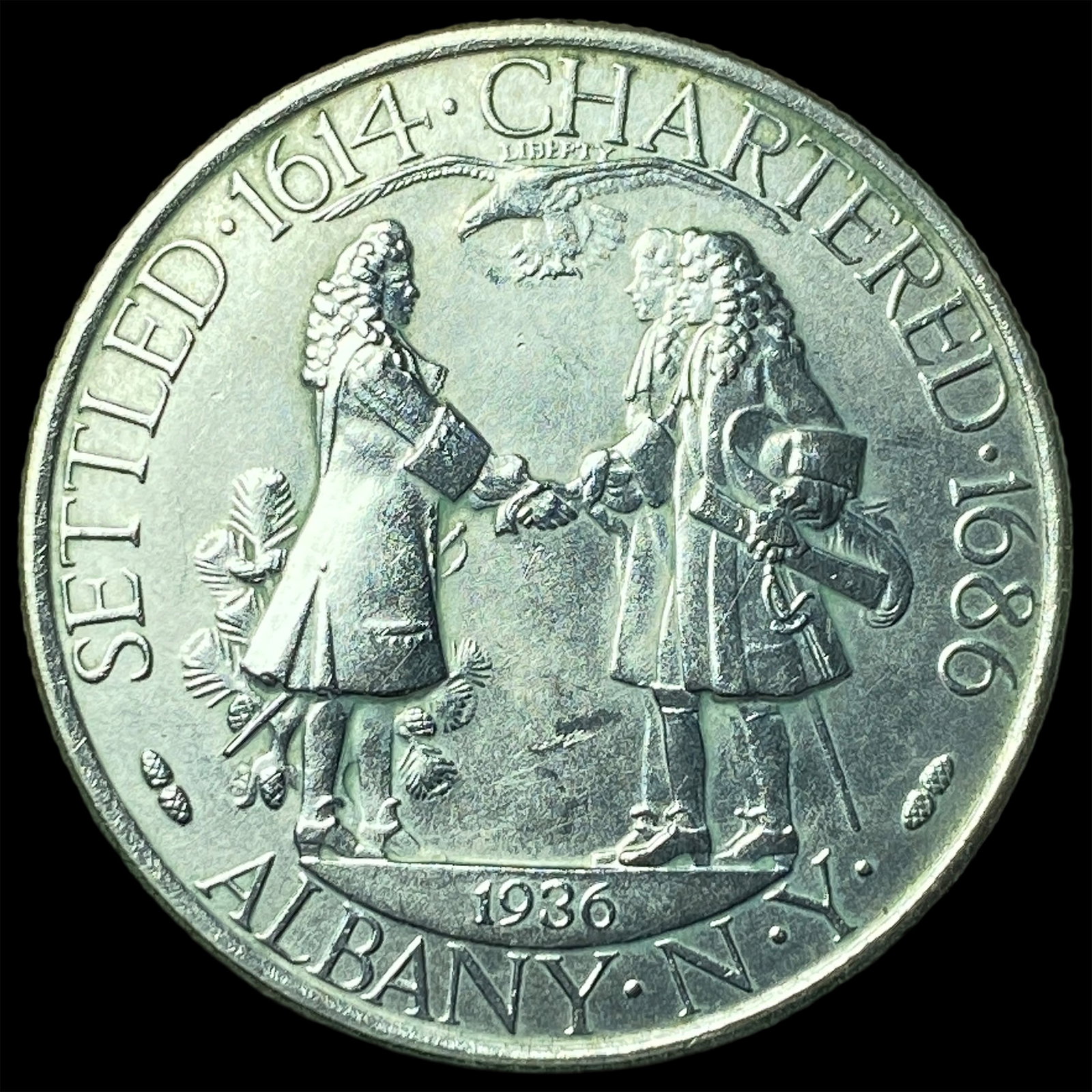 1936 Albany Charter Silver Half Dollar CHOICE AU: 1936 Albany Charter Silver Half Dollar CHOICE AU