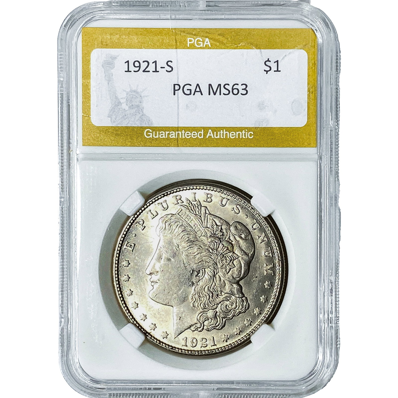 1921-S Morgan Silver Dollar PGA MS63: 1921-S Morgan Silver Dollar PGA MS63